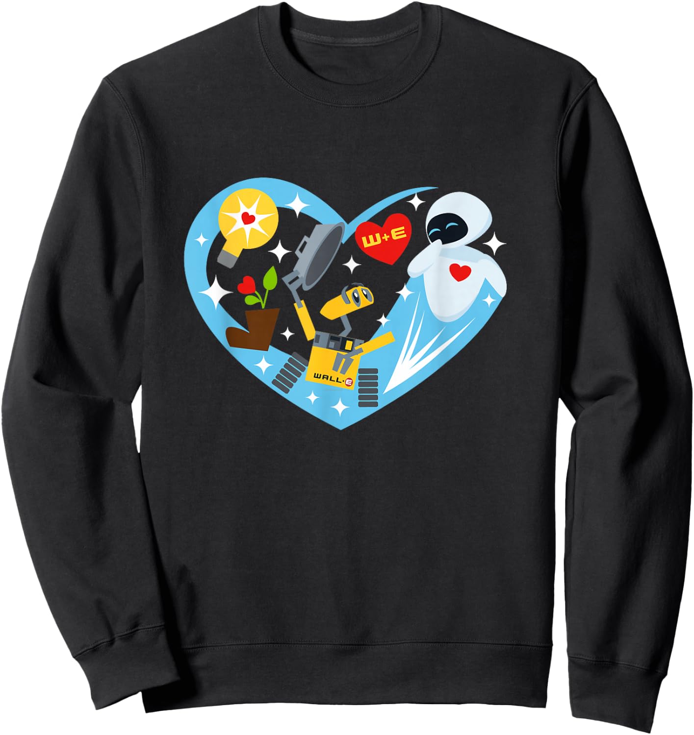 Disney and Pixar’s Wall-E and EVE Heart Valentine’s Day Sweatshirt - Sweatshirt | Black