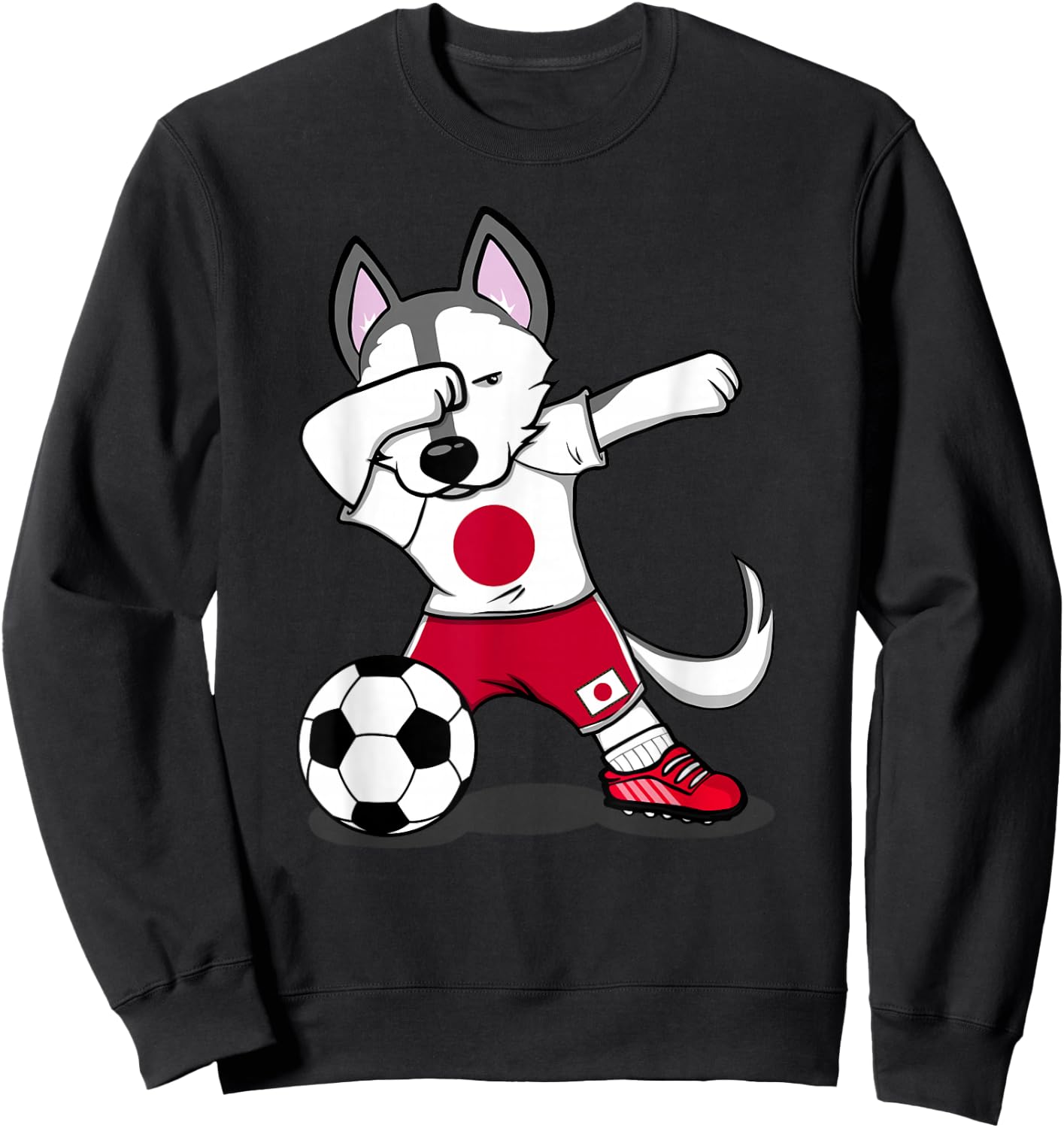 Dabbing Husky Japan Soccer Fans Jersey Japanese Football Art Sweatshirt - Sweatshirt | Black