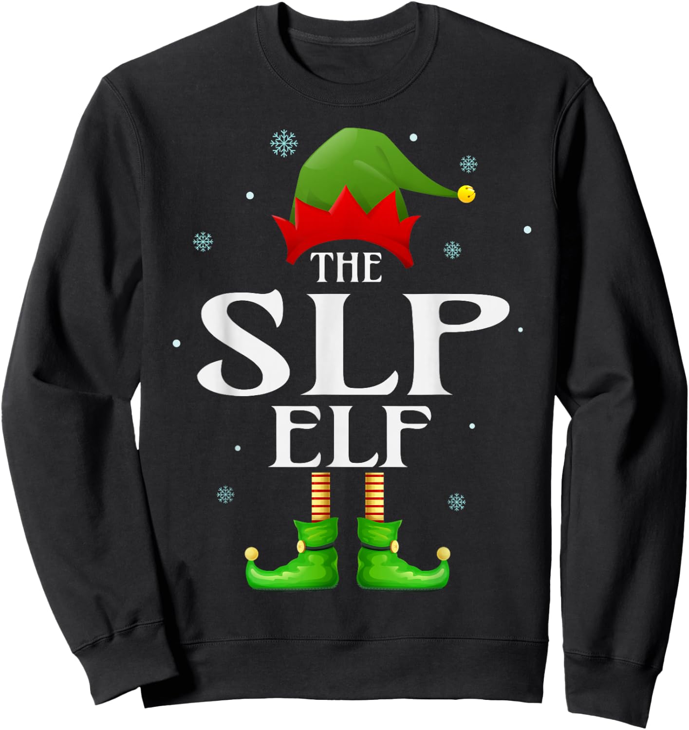 SLP Elf Xmas Funny Family Matching Group Christmas Pajama Sweatshirt - Sweatshirt | Black
