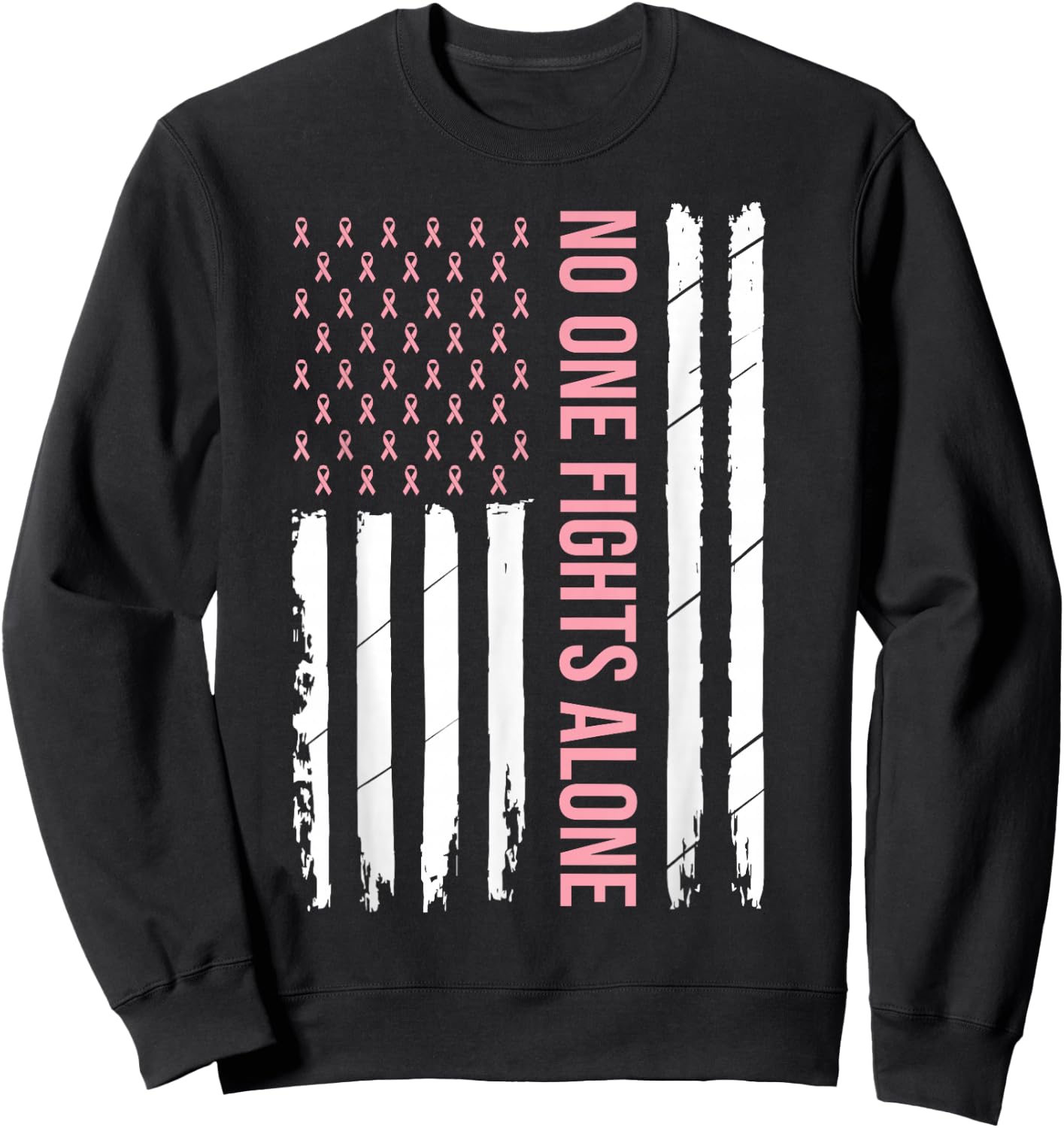 Breast Cancer Awareness Pink Ribbon USA American Flag Men Small Sweatshirt - Sweatshirt | Black