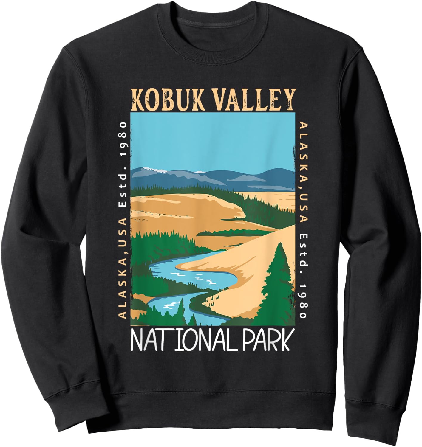Kobuk Valley National Park Alaska Distressed Vintage Sweatshirt - Sweatshirt | Black