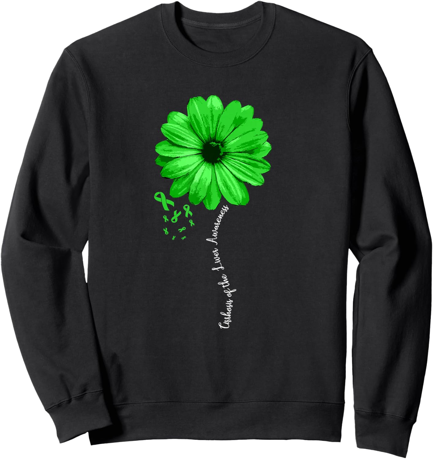 Cirrhosis of the Liver Awareness Products -Adults Black Floral Sweatshirt - Sweatshirt | Black