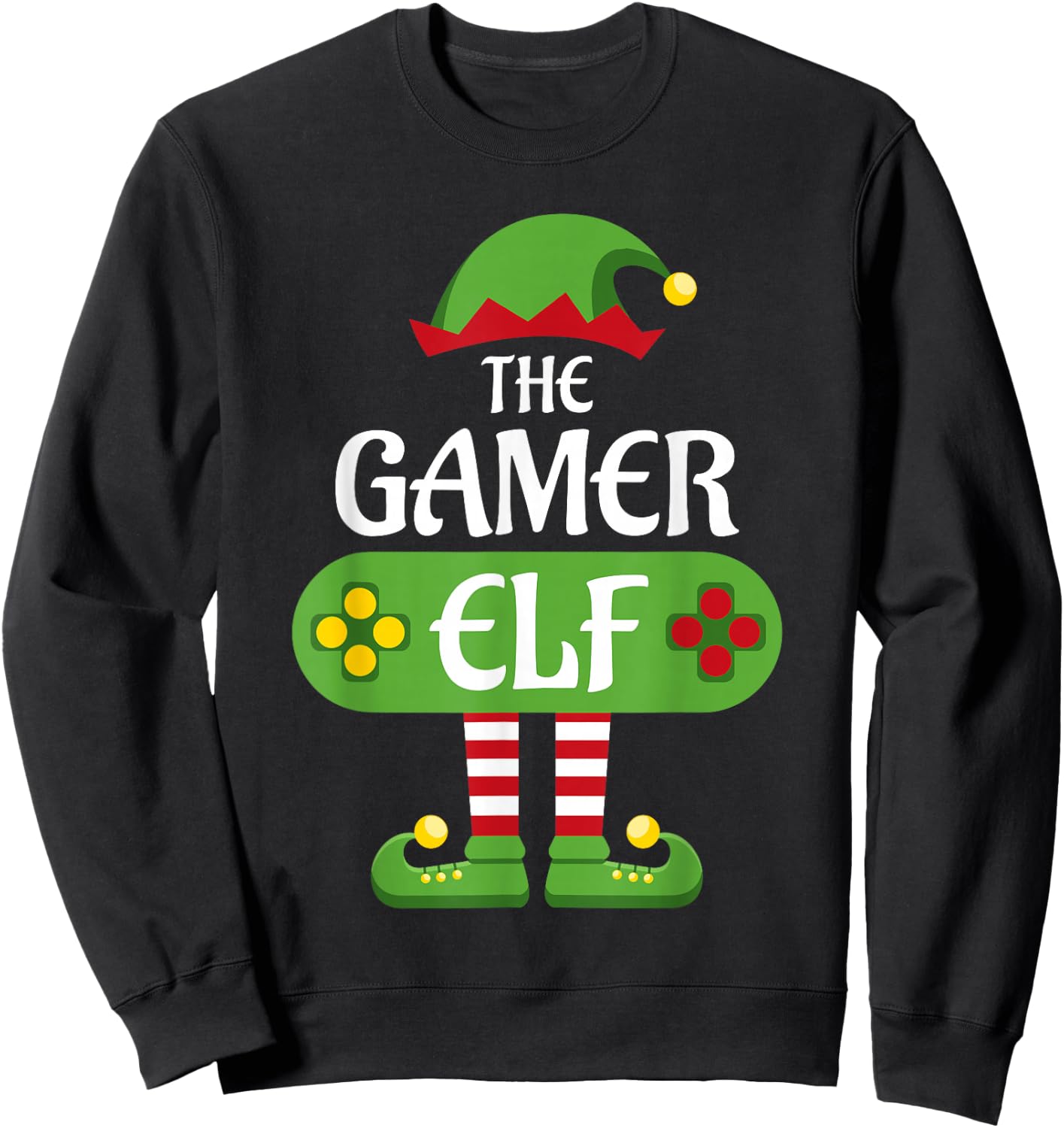 Gamer Elf Christmas Matching Group Family Sweatshirt - Sweatshirt | Black