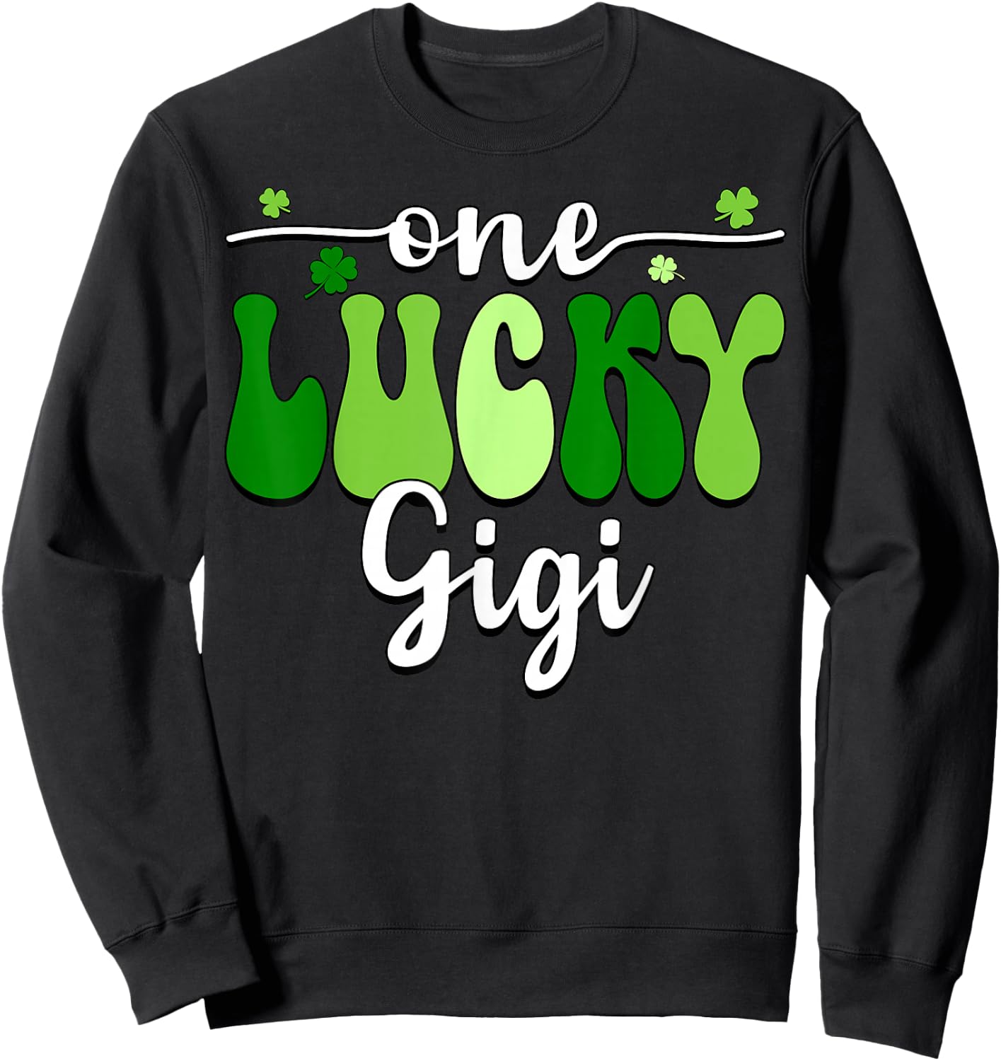 One Lucky Gigi Groovy Retro Gigi St Patrick's Day Sweatshirt - Sweatshirt | Black