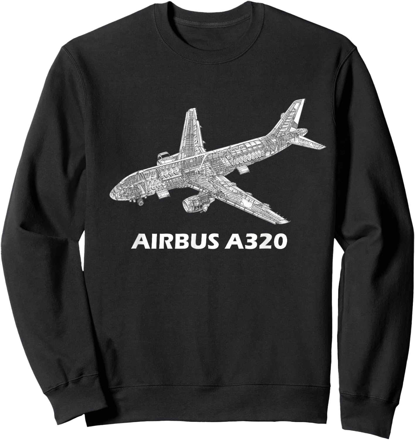 Airbus A320 Jet Airplane Cutaway Aviation Pilot Gift Sweatshirt - Sweatshirt | Black