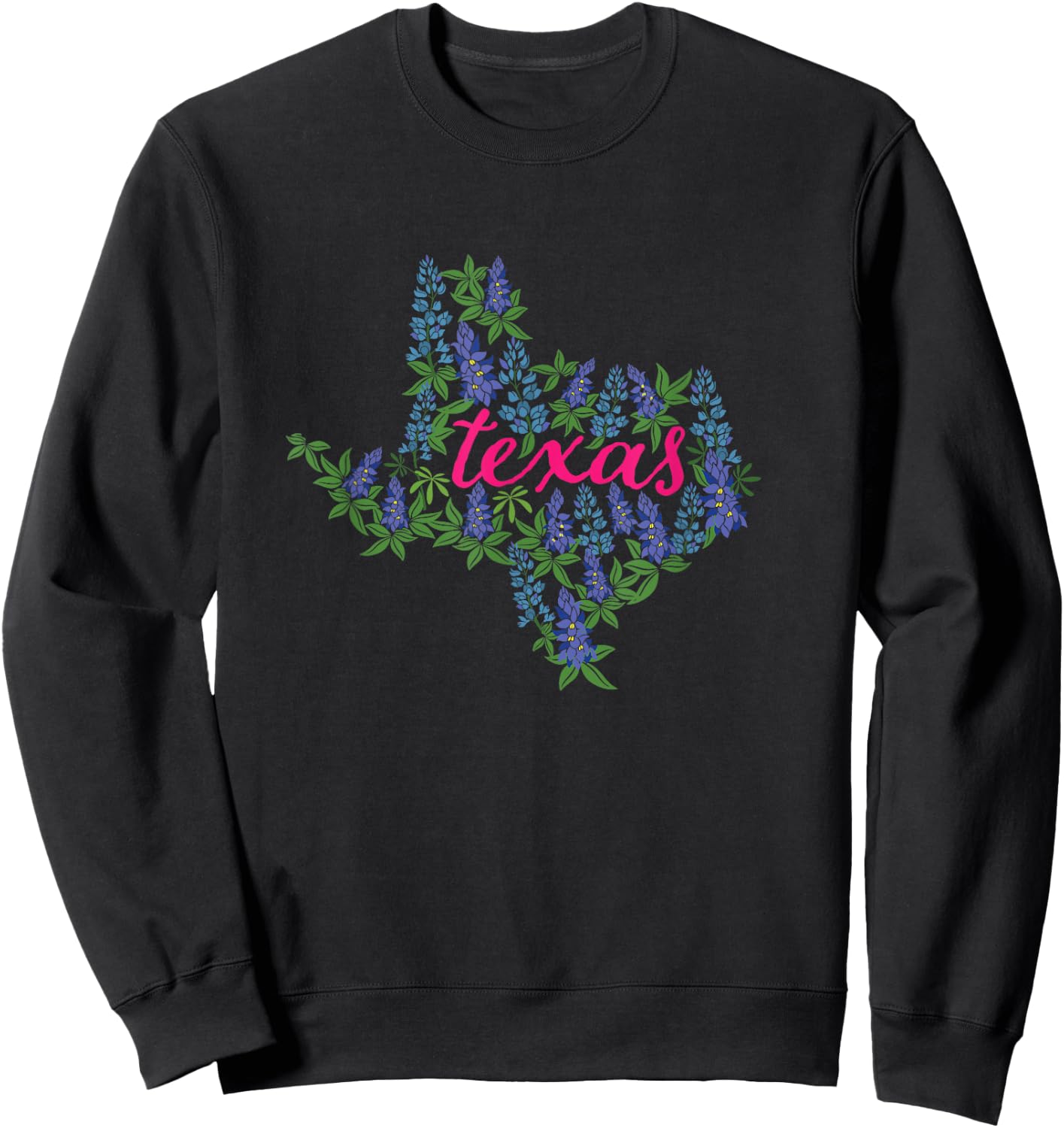 Texas Bluebonnet Shirt - Floral Texas Shirt - Texas Sweatshirt - Sweatshirt | Black
