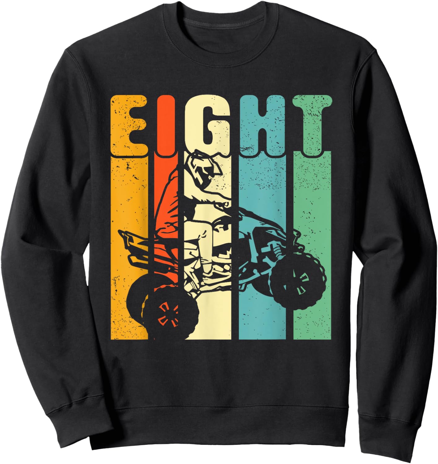 8th Birthday ATV Off Road Four Wheeler Quad Bike Mud Racing Sweatshirt - Sweatshirt | Black