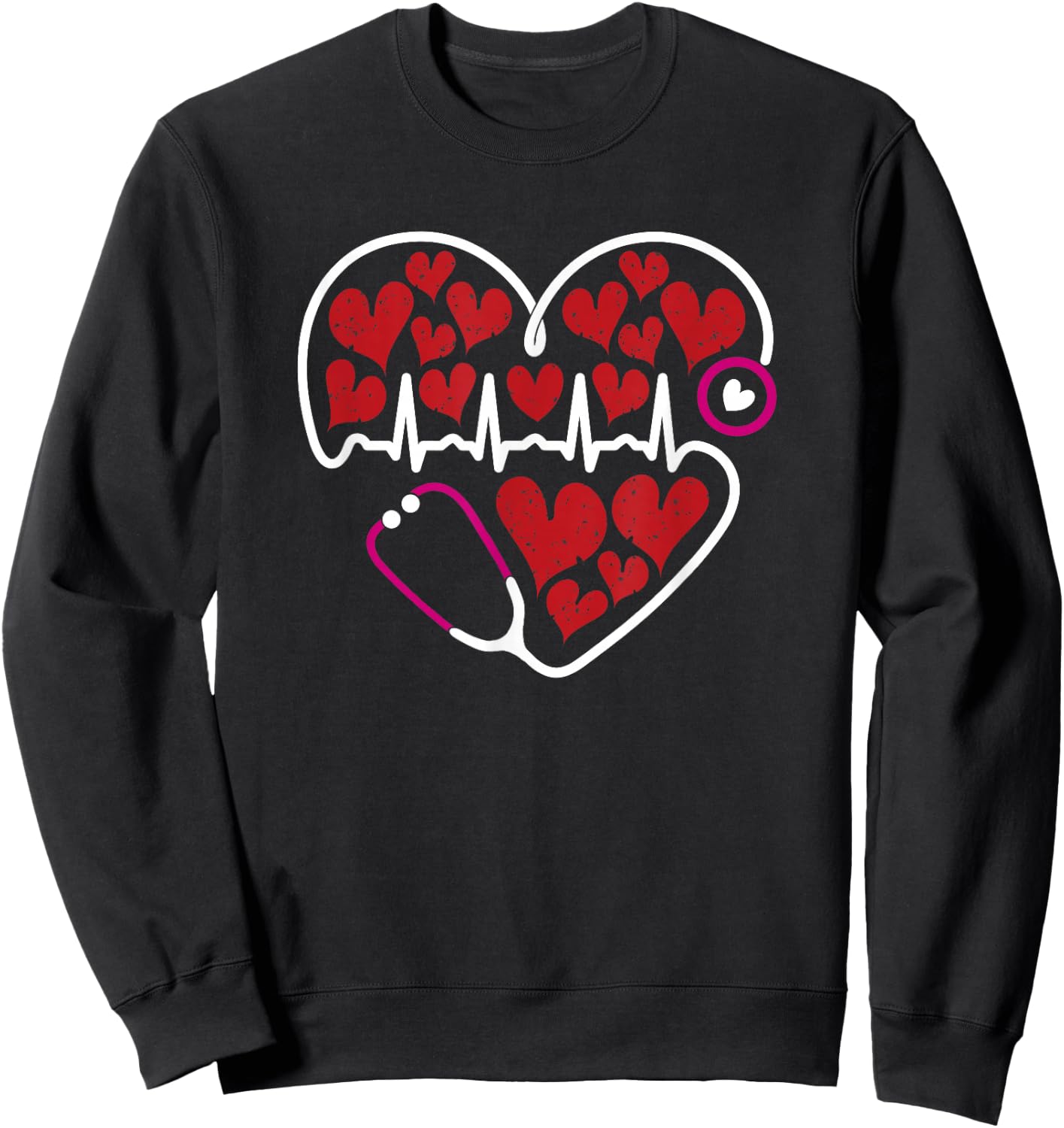 Valentines Day Heart rate Electrocardiogram Tech EKG Nurse Sweatshirt - Sweatshirt | Black