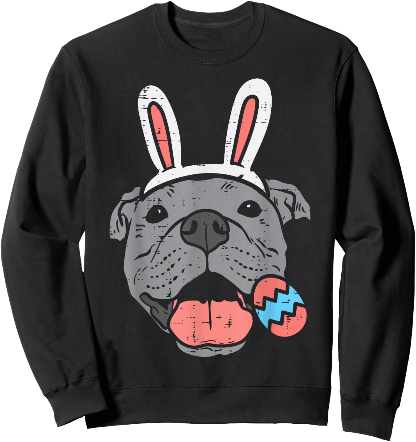 Easter Pitbull Bunny Face Pittie Dog Lover Men Women Kids Sweatshirt - Sweatshirt | Black