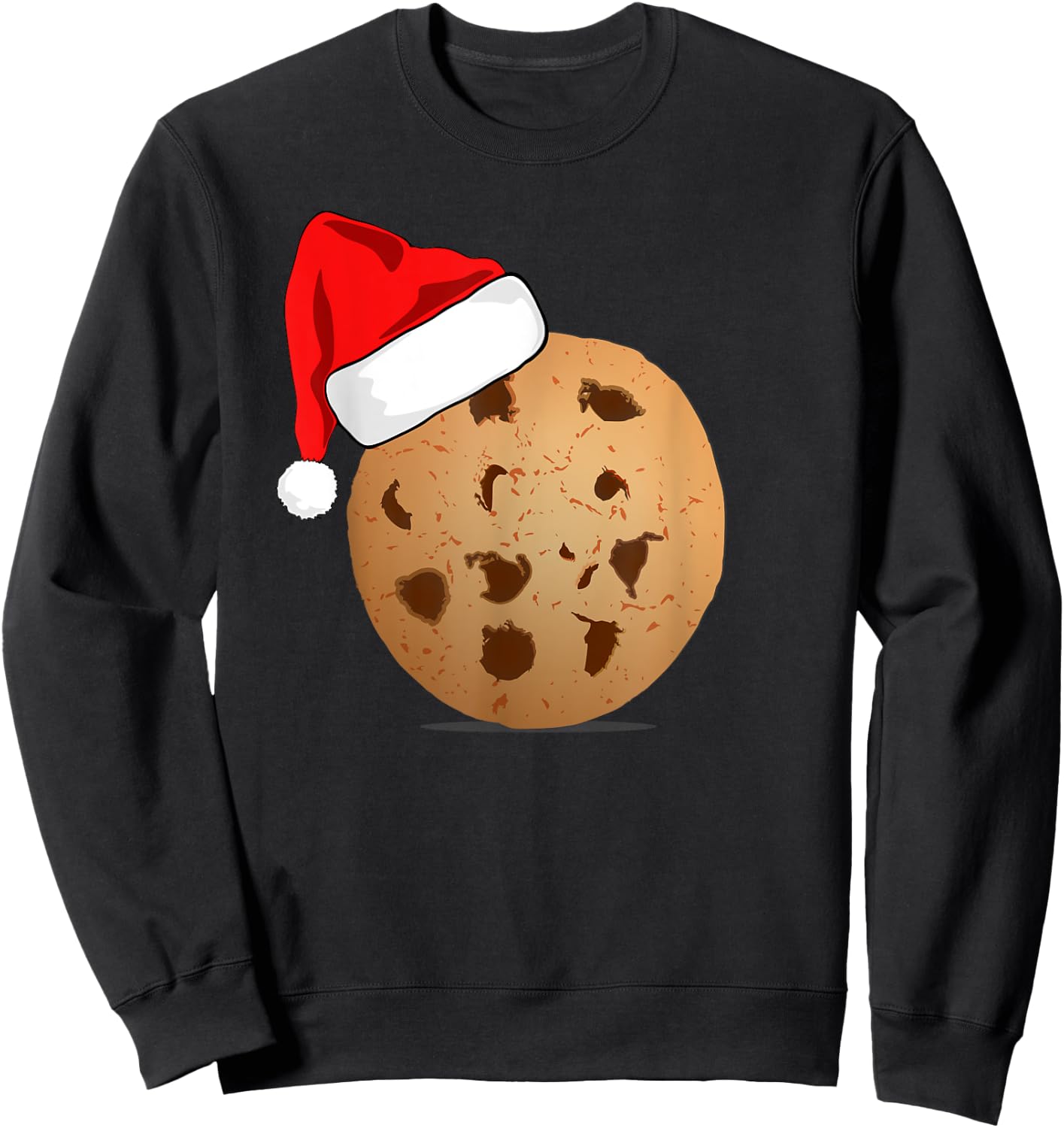 Funny Chocolate Chip Cookie Santa Hat Matching Christmas Sweatshirt - Sweatshirt | Black