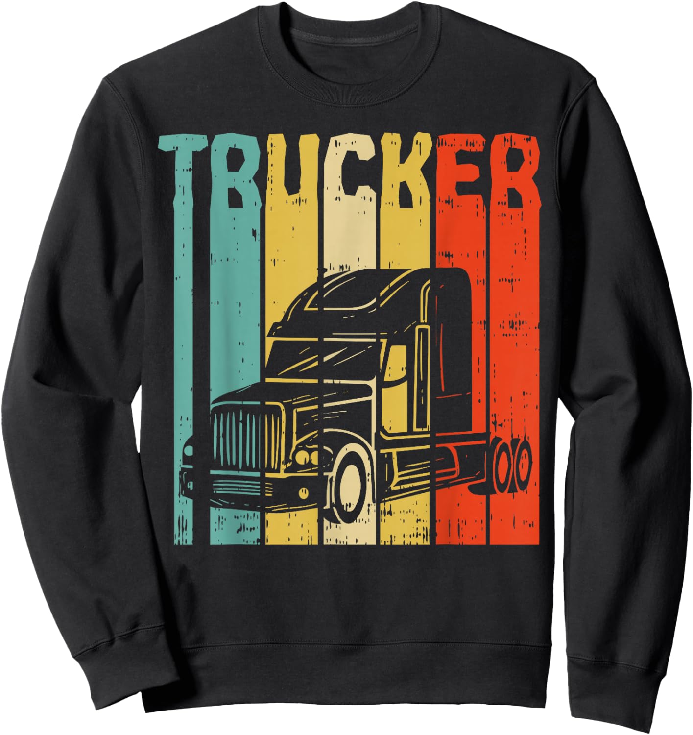 Trucker Retro Truckin Big Rig Semi Trailer Truck Driver Gift Sweatshirt - Sweatshirt | Black