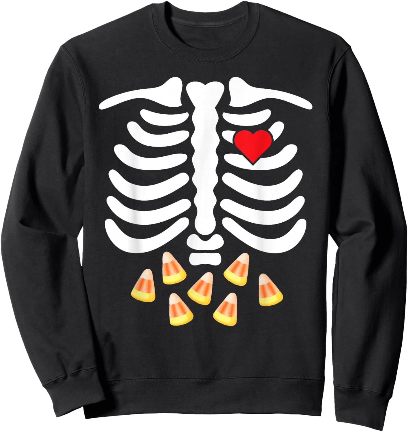 Halloween Skeleton Junk Food Belly Candy Corn T Shirt Sweatshirt - Sweatshirt | Black