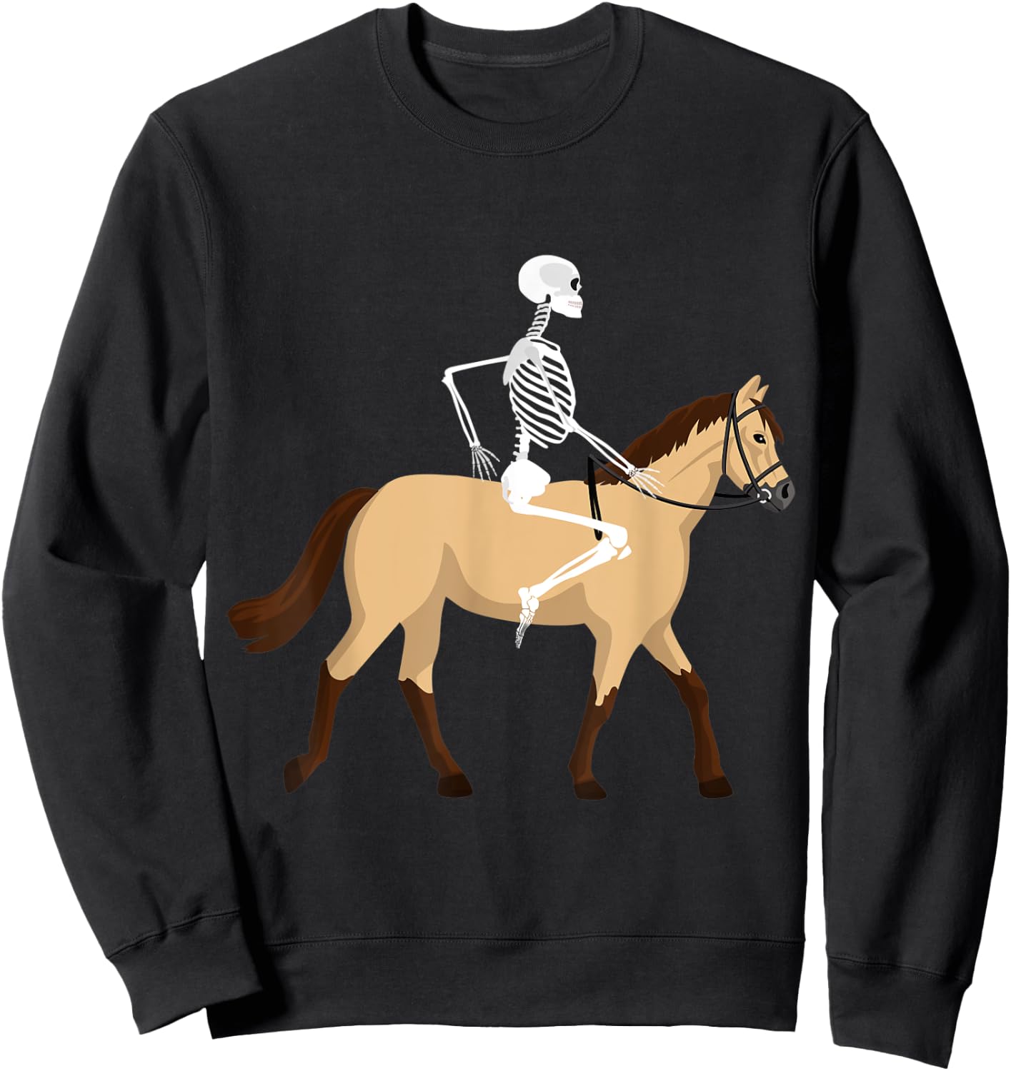 Skeleton Riding a Horse Funny Halloween Horse Lover Costume Sweatshirt - Sweatshirt | Black