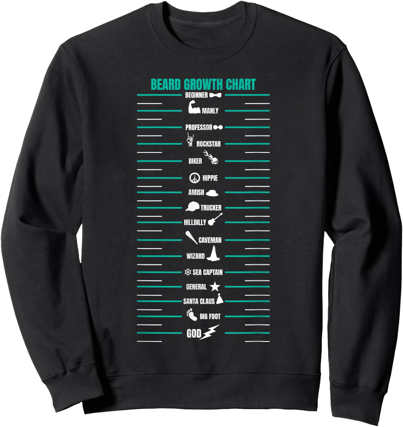 Men's Beard Growth Chart Measurement Bearded Man Sweatshirt - Sweatshirt | Black