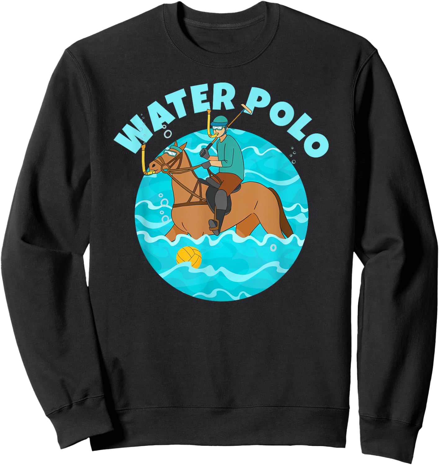 Water Polo Player on Horse Funny Water Polo Sweatshirt - Sweatshirt | Black
