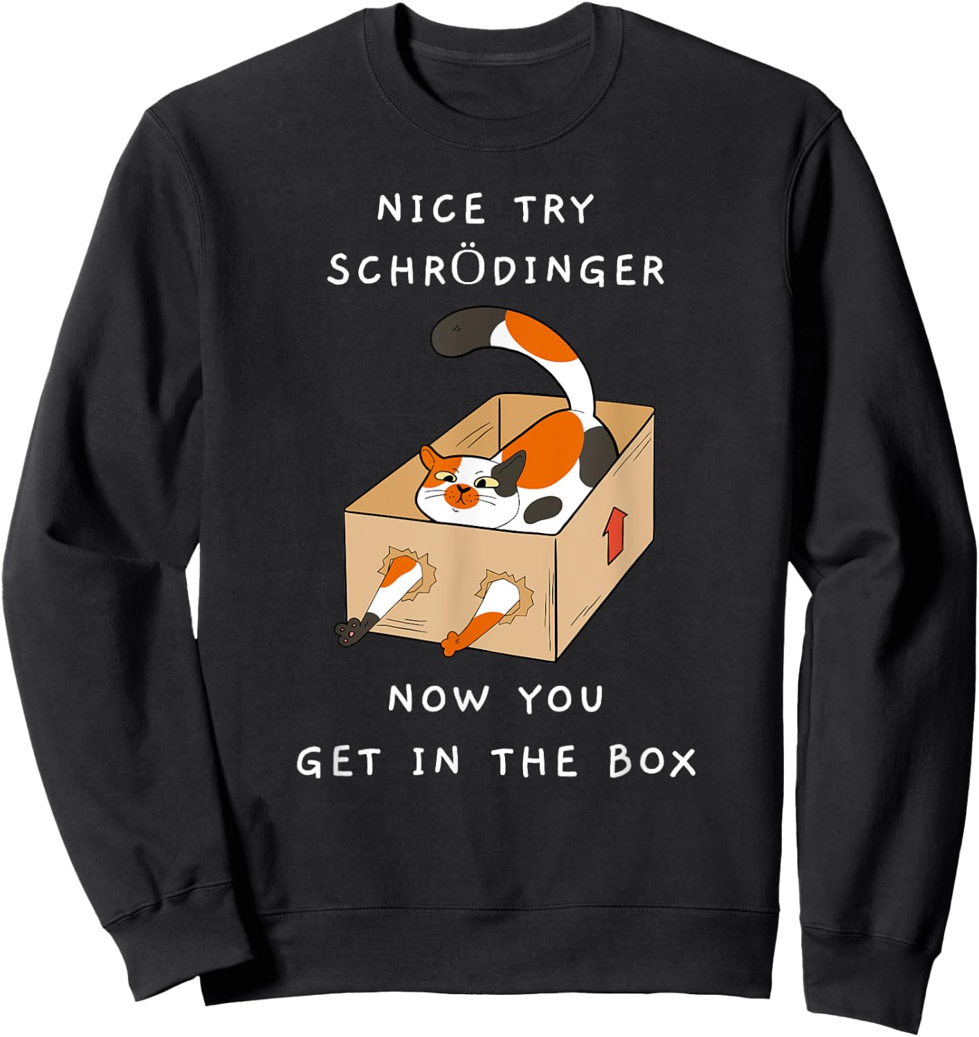 Nice Try Schrödinger Shirt You Get In The Box Funny Cat Women Sweatshirt - Sweatshirt | Black
