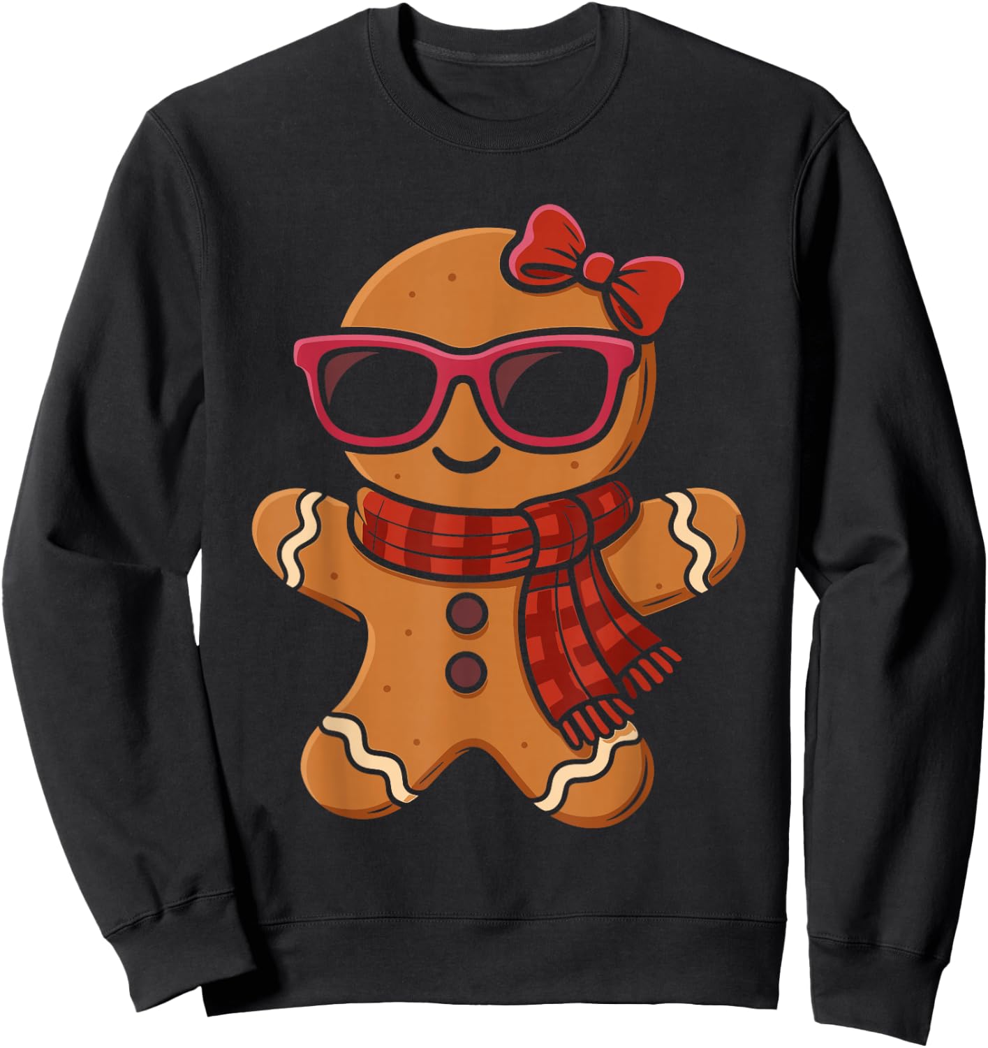 Cute Gingerbread Christmas Girls Xmas Sweatshirt - Sweatshirt | Black