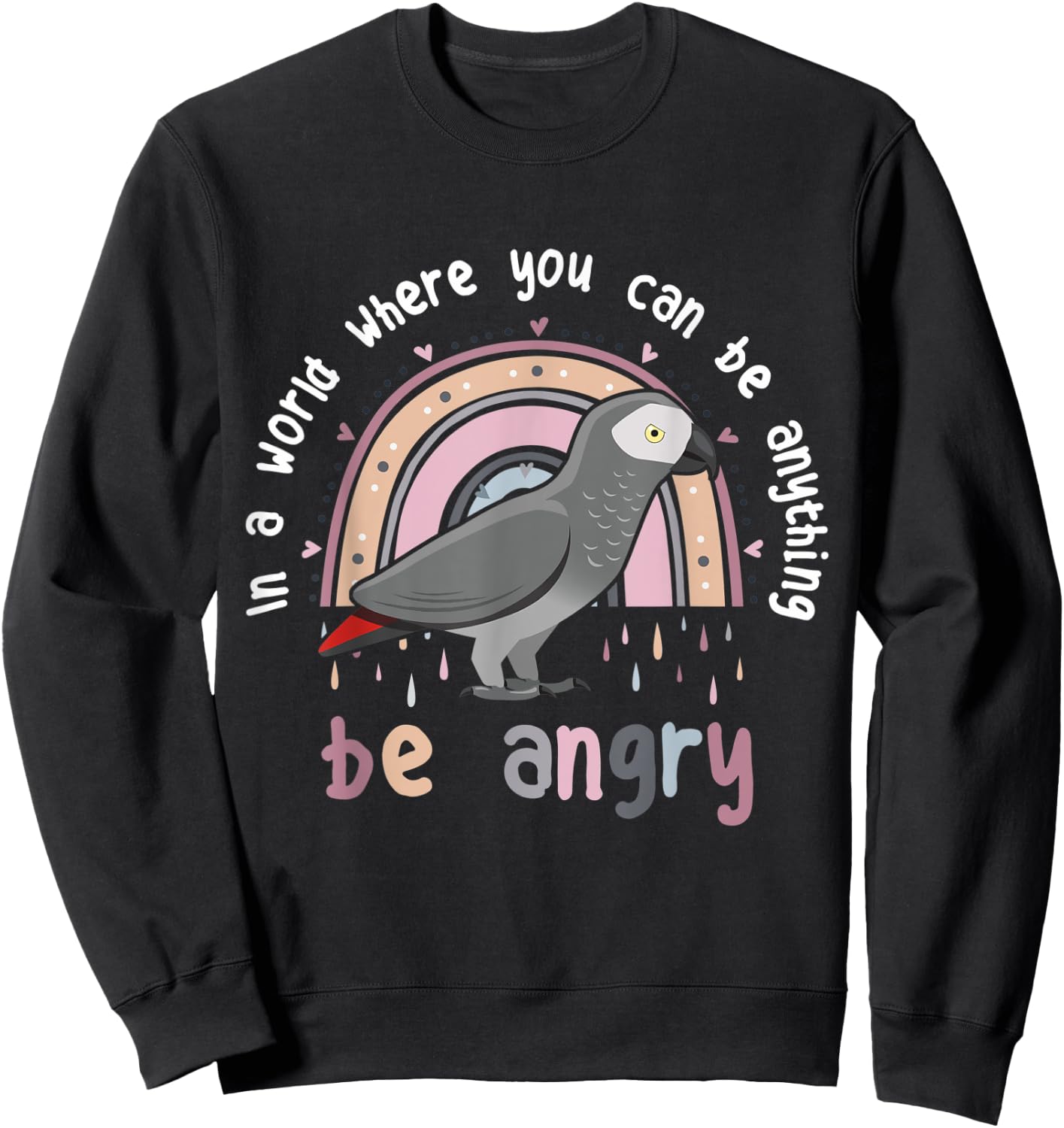 African Grey Parrot Be Angry Cute Funny Pet CAG Bird Be Kind Sweatshirt - Sweatshirt | Black
