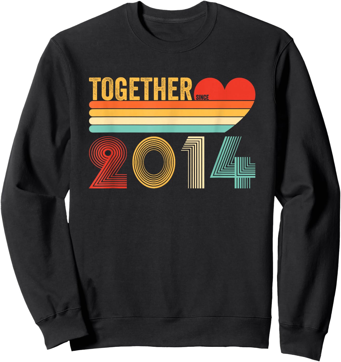 Together Since 2014 Couple Retro Anniversary Shirt Sweatshirt - Sweatshirt | Black