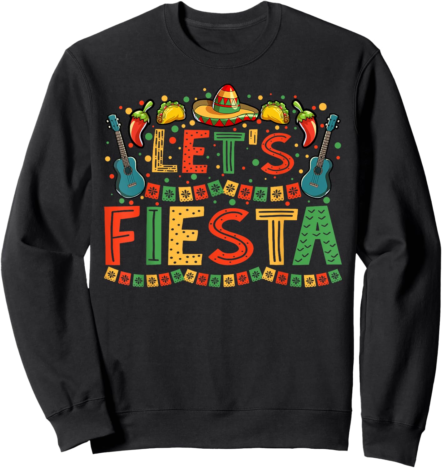 Mexican Cinco de Mayo Fiesta Shirt Women Men Sombrero Sweatshirt - Sweatshirt | Black