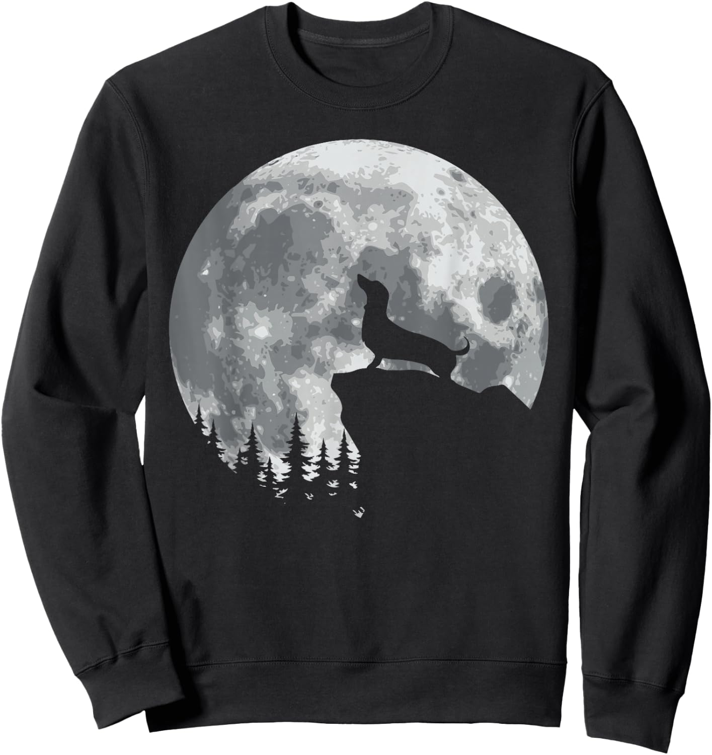 Funny Howling Dachshund Full Moon Wiener Dog Vintage Design Sweatshirt - Sweatshirt | Black