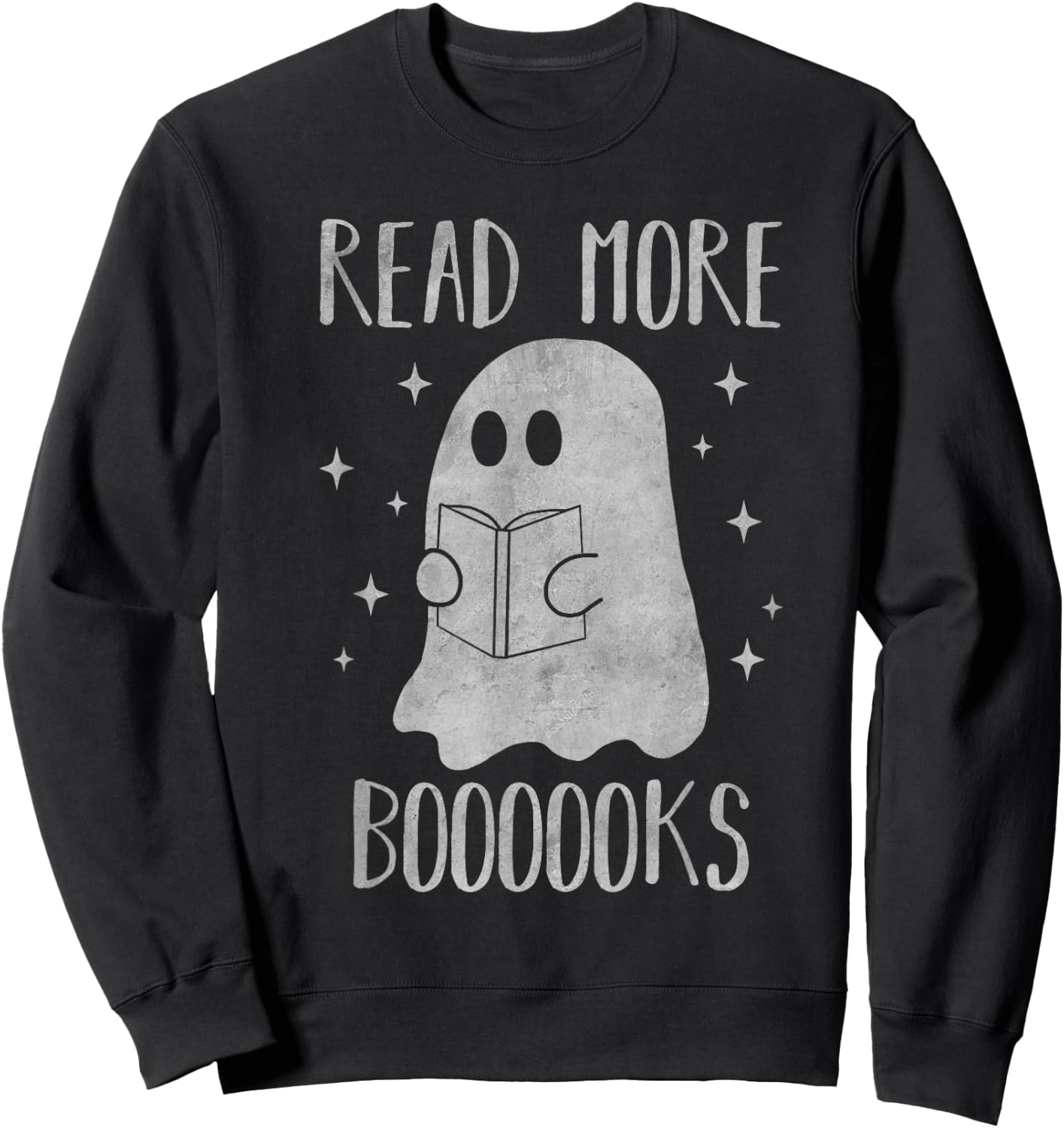 Read more boooooks Funny Cute Halloween Ghost reading a book Sweatshirt - Sweatshirt | Black