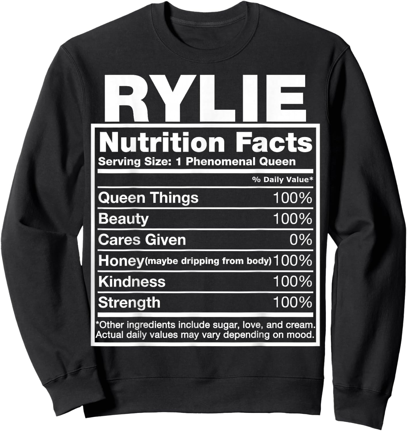 Rylie Nutrition Facts Rylie Name Birthday Shirt Sweatshirt - Sweatshirt | Black
