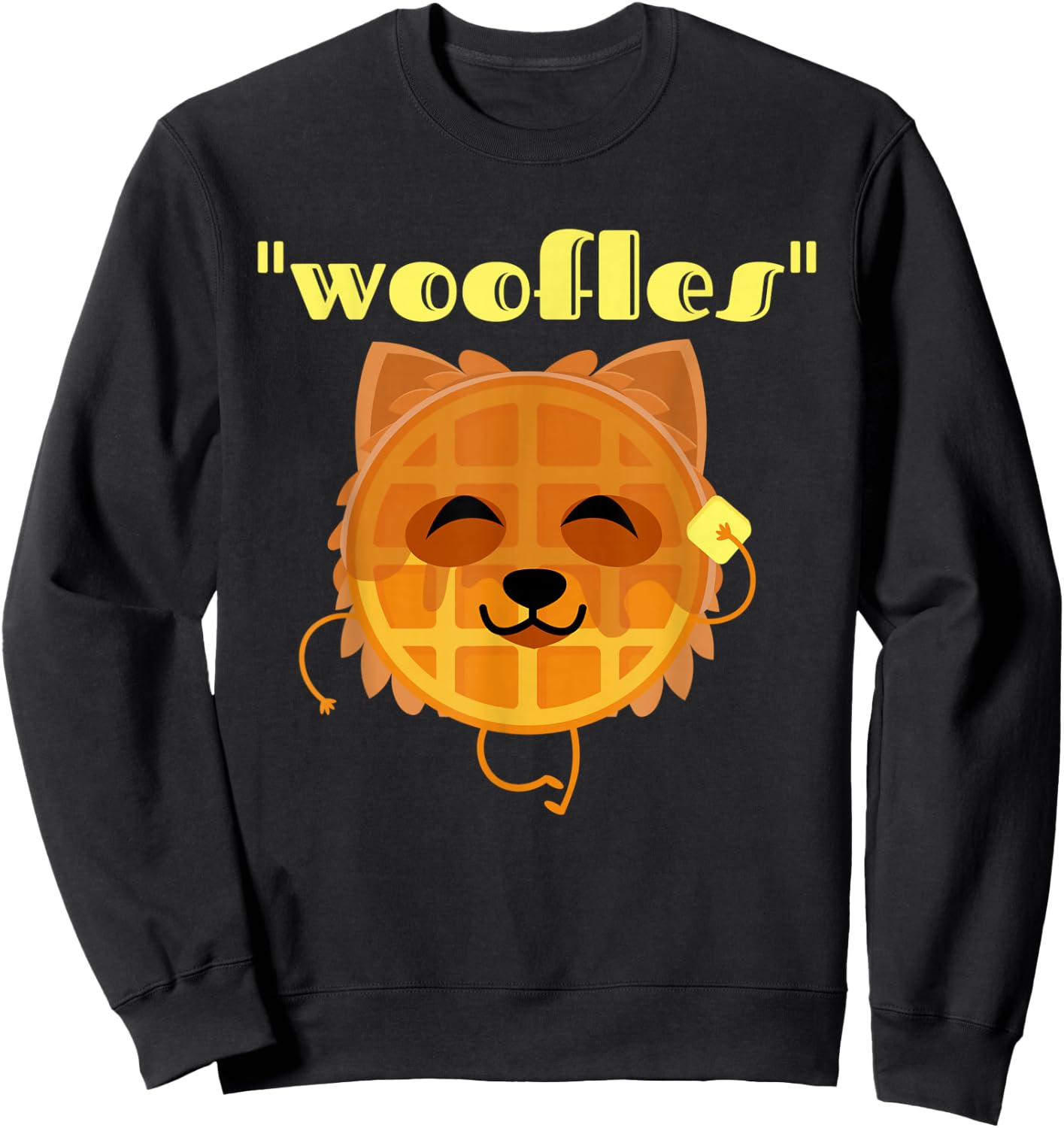 Woofles Waffle Kawaii Yorkie Terrier Pup Pun For Dog Lovers Sweatshirt - Sweatshirt | Black