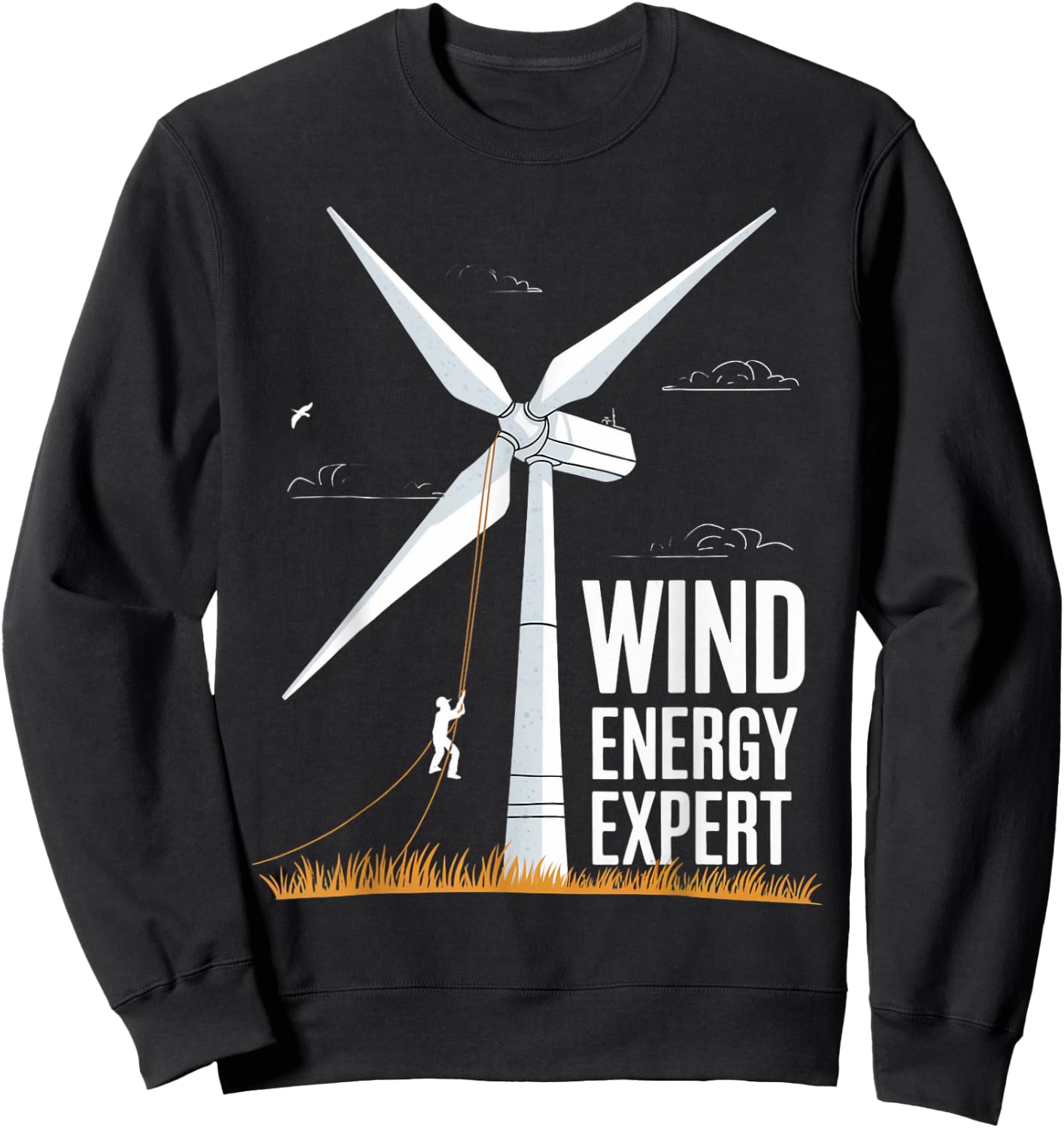 Wind Energy Expert Windmill Engineer Tech Fan Wind Turbine Sweatshirt - Sweatshirt | Black