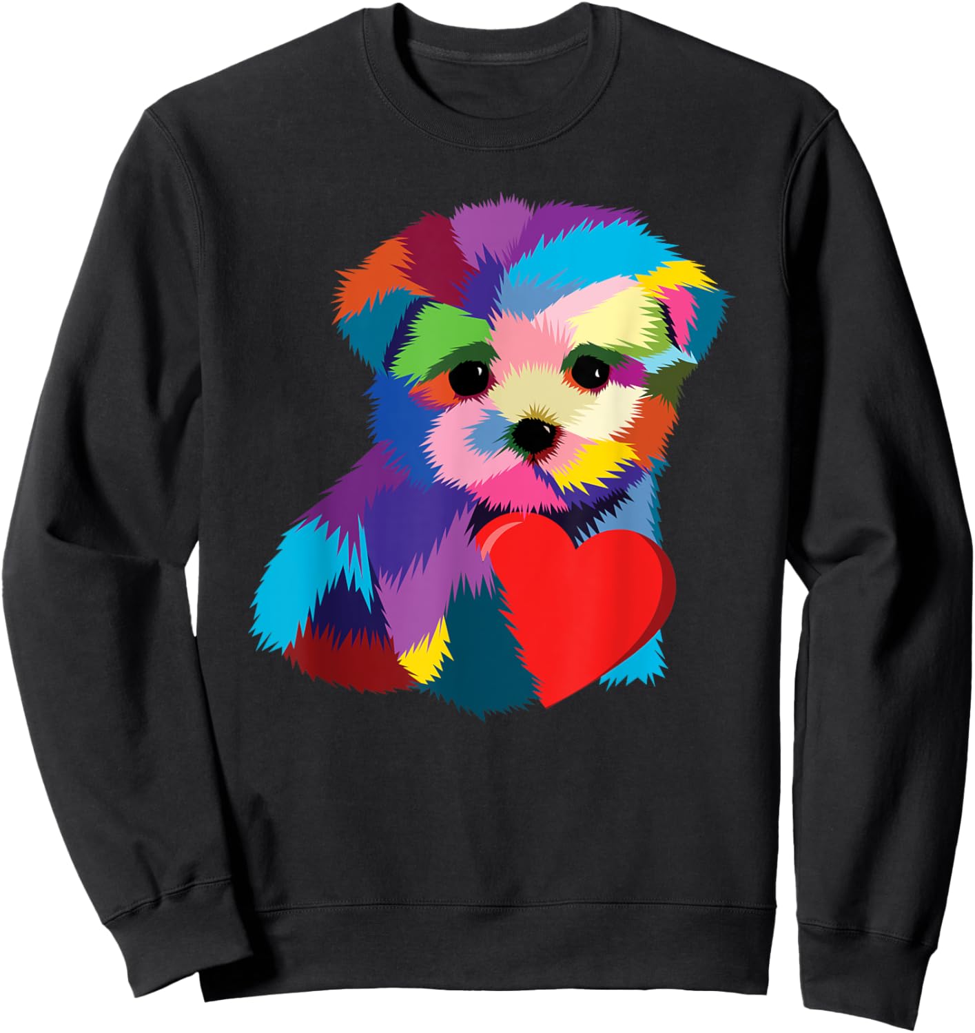 Cute Dog Rescue Gift Men Teens Rainbow Puppy Heart Sweatshirt - Sweatshirt | Black