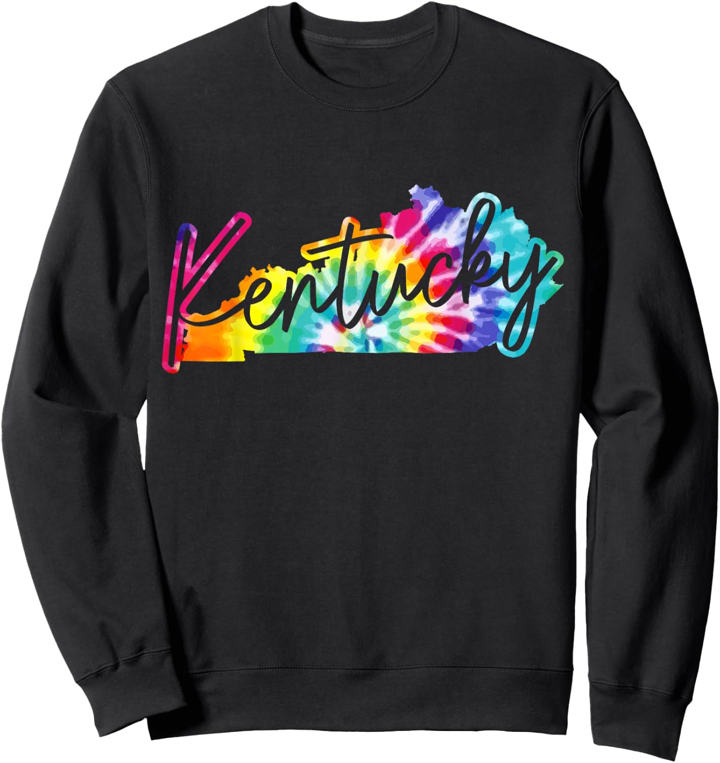 Kentucky Tie Dye State Map Pride Hippie Vintage Retro Sweatshirt - Sweatshirt | Black