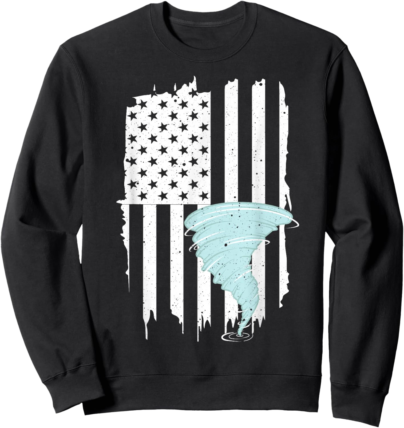 Tornado US Flag Hurricane Storm Tornado Chaser Men Women Sweatshirt - Sweatshirt | Black
