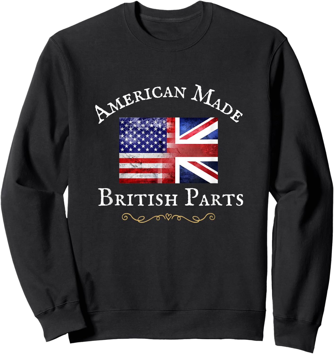 American Made British Parts, Women, Men, Usa British Flag Sweatshirt - Sweatshirt | Black