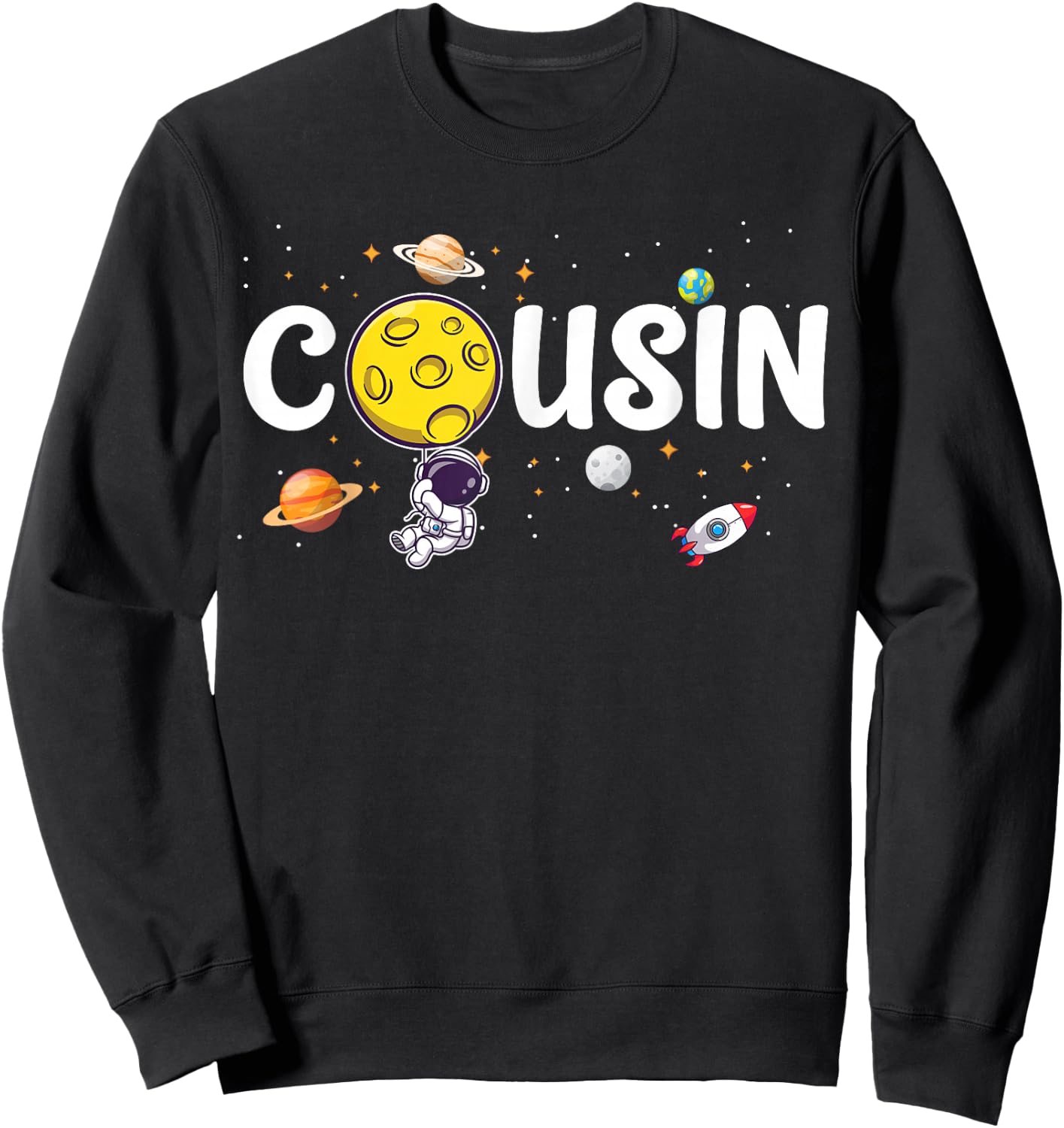 Cousin of The Birthday Boy Astronaut 1st Birthday Family Sweatshirt - Sweatshirt | Black