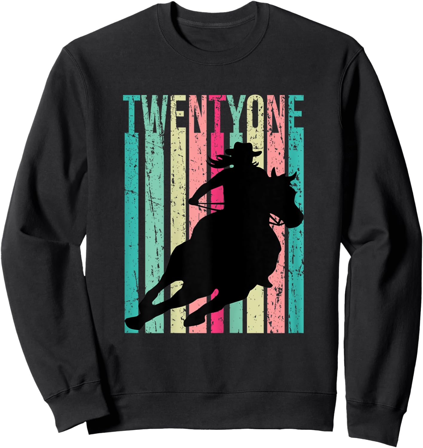 Retro Rodeo 21st Birthday Horse Lover Cowgirl Country 21 Sweatshirt - Sweatshirt | Black