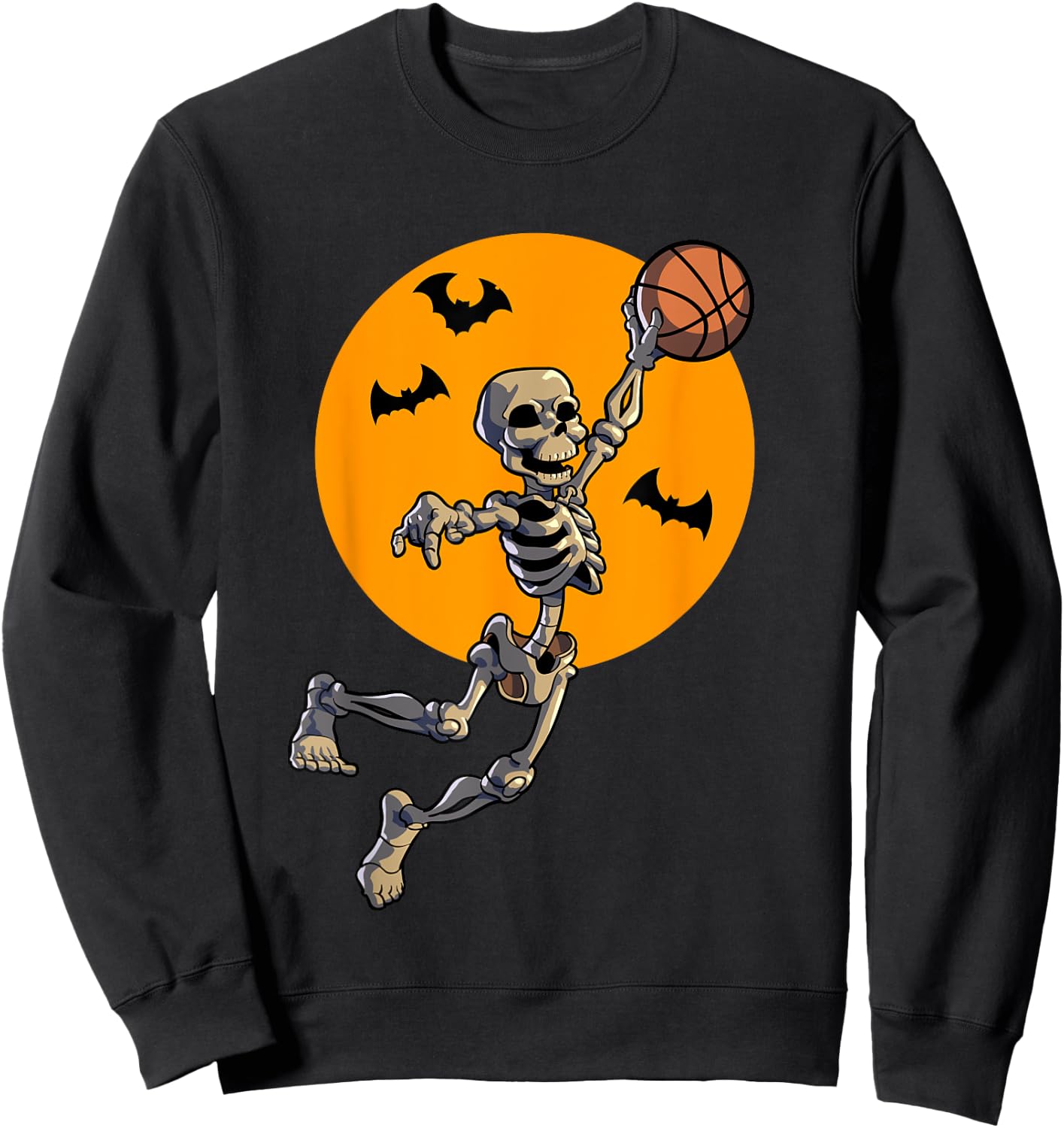 Basketball Skeleton Halloween Men Boys Basketball Halloween Sweatshirt - Sweatshirt | Black