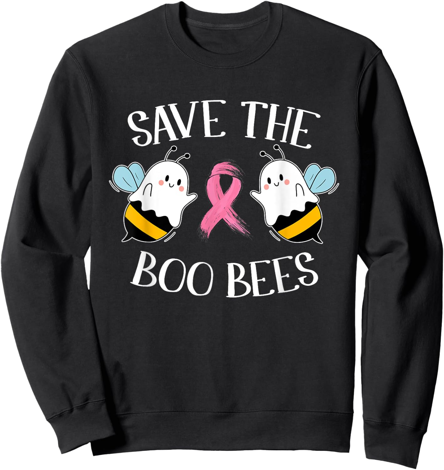 Save The Boo-Bees Lazy Halloween Costume Breast Cancer Sweatshirt - Sweatshirt | Black