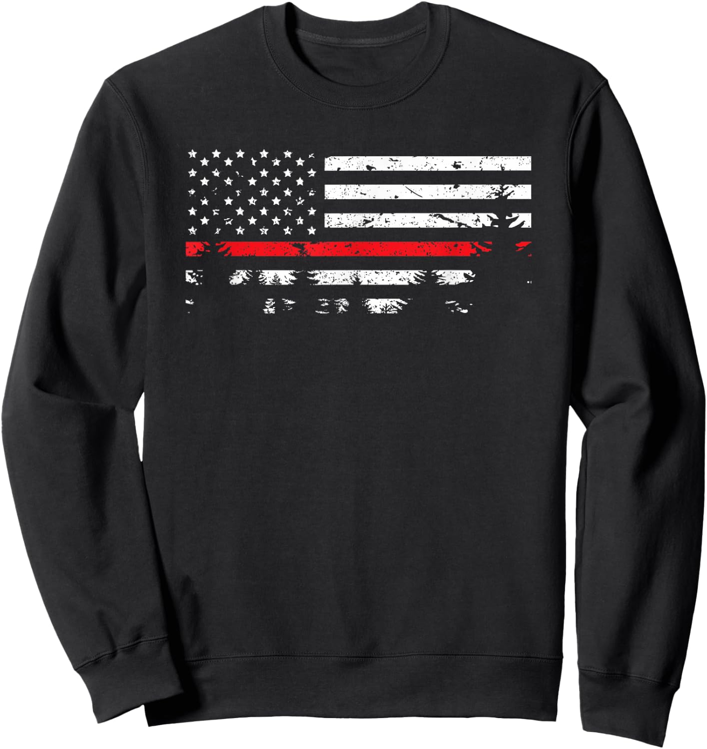 Wildland Firefighter Red Line American Flag Sweatshirt - Sweatshirt | Black