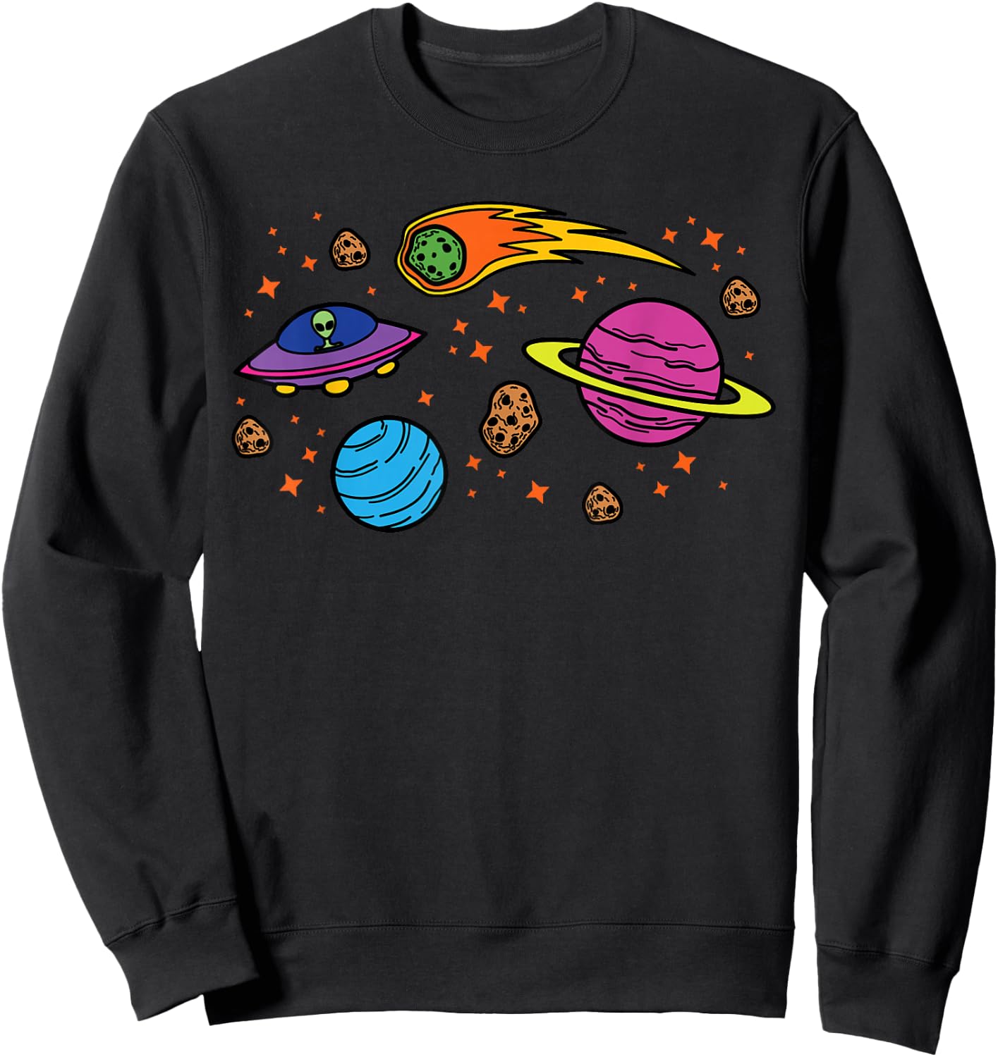 Space Planets Galaxy Universe, Men Women Kids, Funny Space Sweatshirt - Sweatshirt | Black