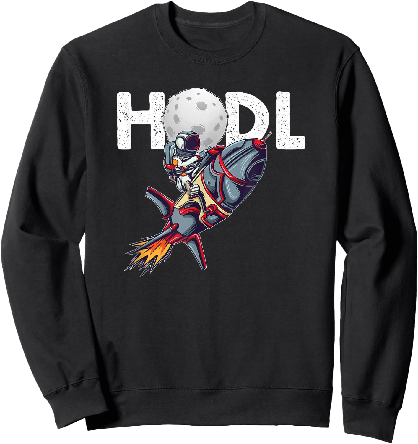 Bitcoin "HODL" Astronaut Crypto To The Moon Funny Sweatshirt - Sweatshirt | Black