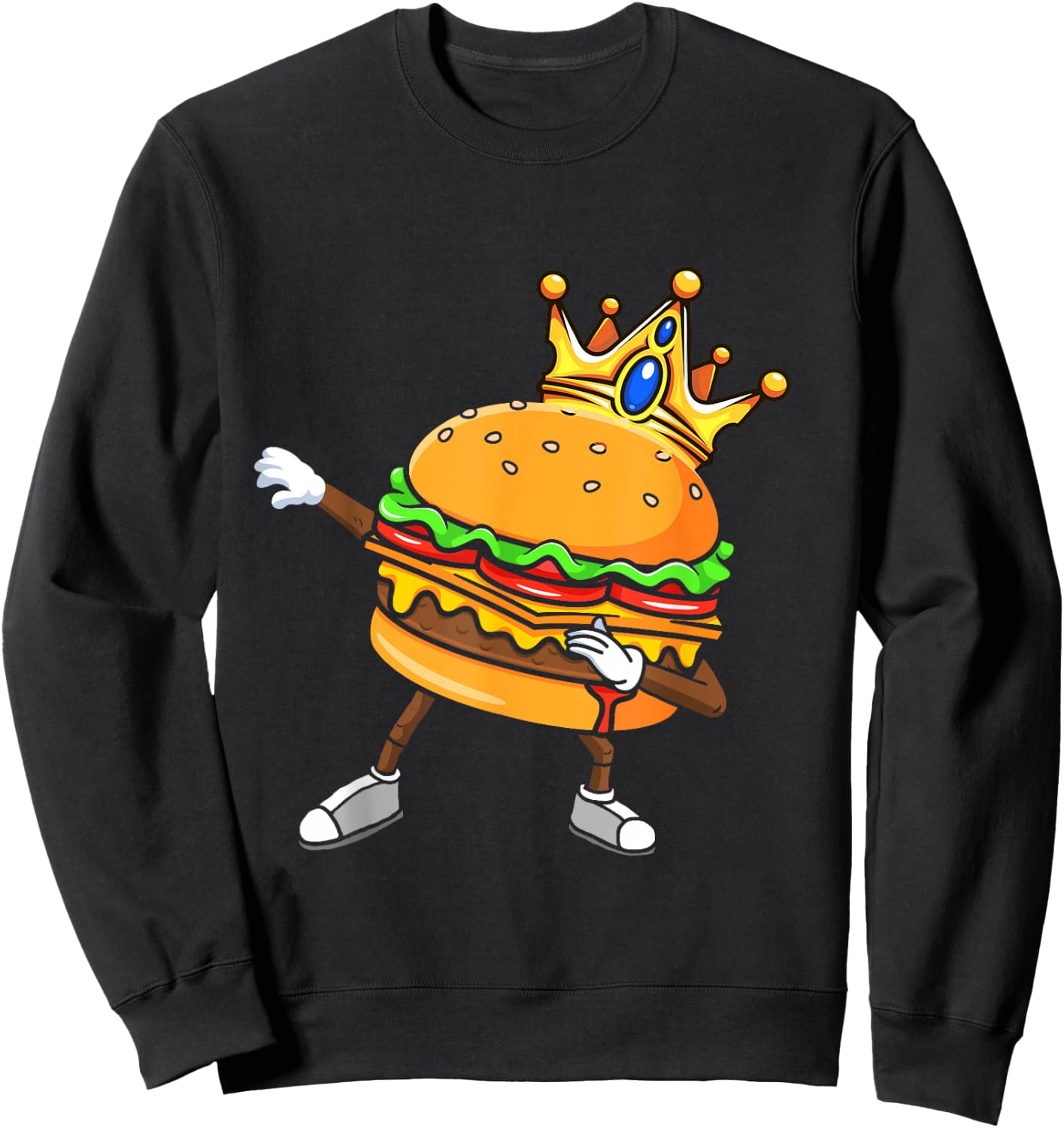 Dabbin King Of Burgers Burger Dab Dancing Men Women Boy Girl Sweatshirt - Sweatshirt | Black