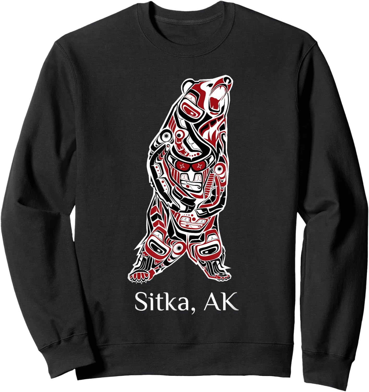 Sitka Alaska Native American Indian Brown Grizzly Bear Gift Sweatshirt - Sweatshirt | Black