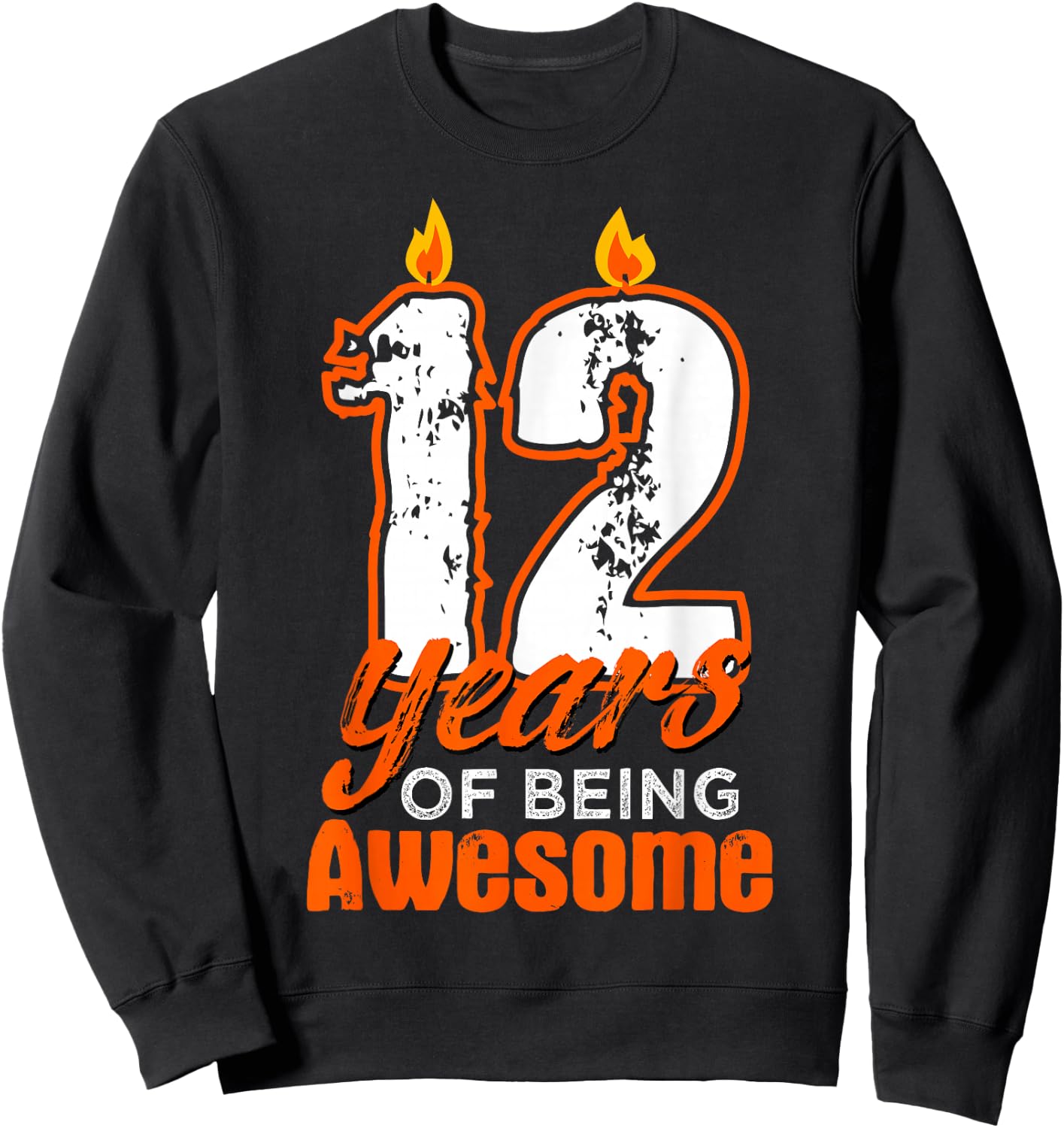Candle 12 Birthday Party Wishes Cake Decoration Candlelight Sweatshirt - Sweatshirt | Black