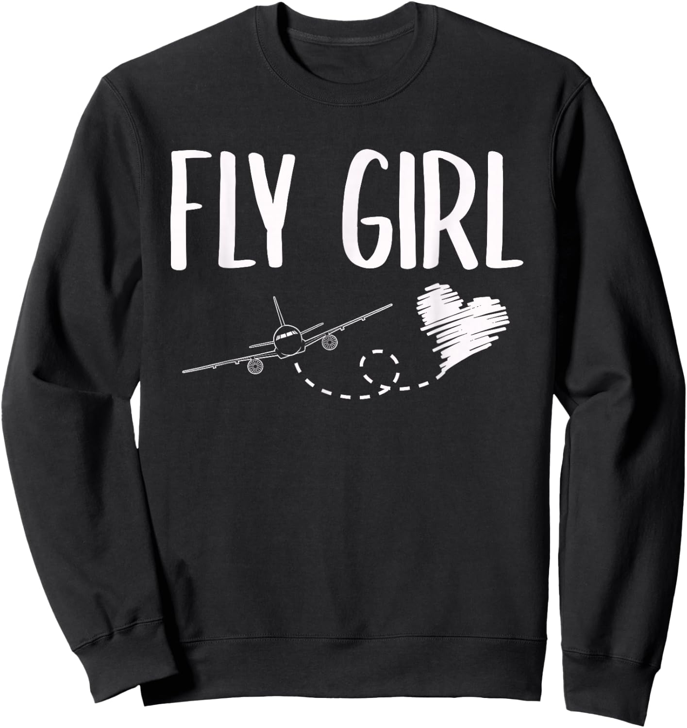 Plane Airplane Flying Travel Flight Attendant Fly Girl Heart Sweatshirt - Sweatshirt | Black