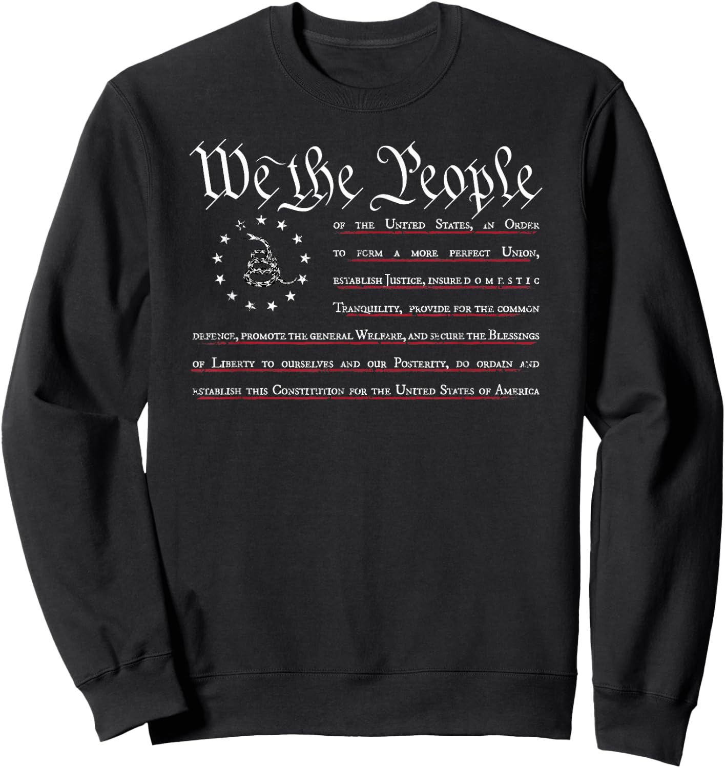 We The People Gadsden USA Flag, Preamble of The Constitution Sweatshirt - Sweatshirt | Black