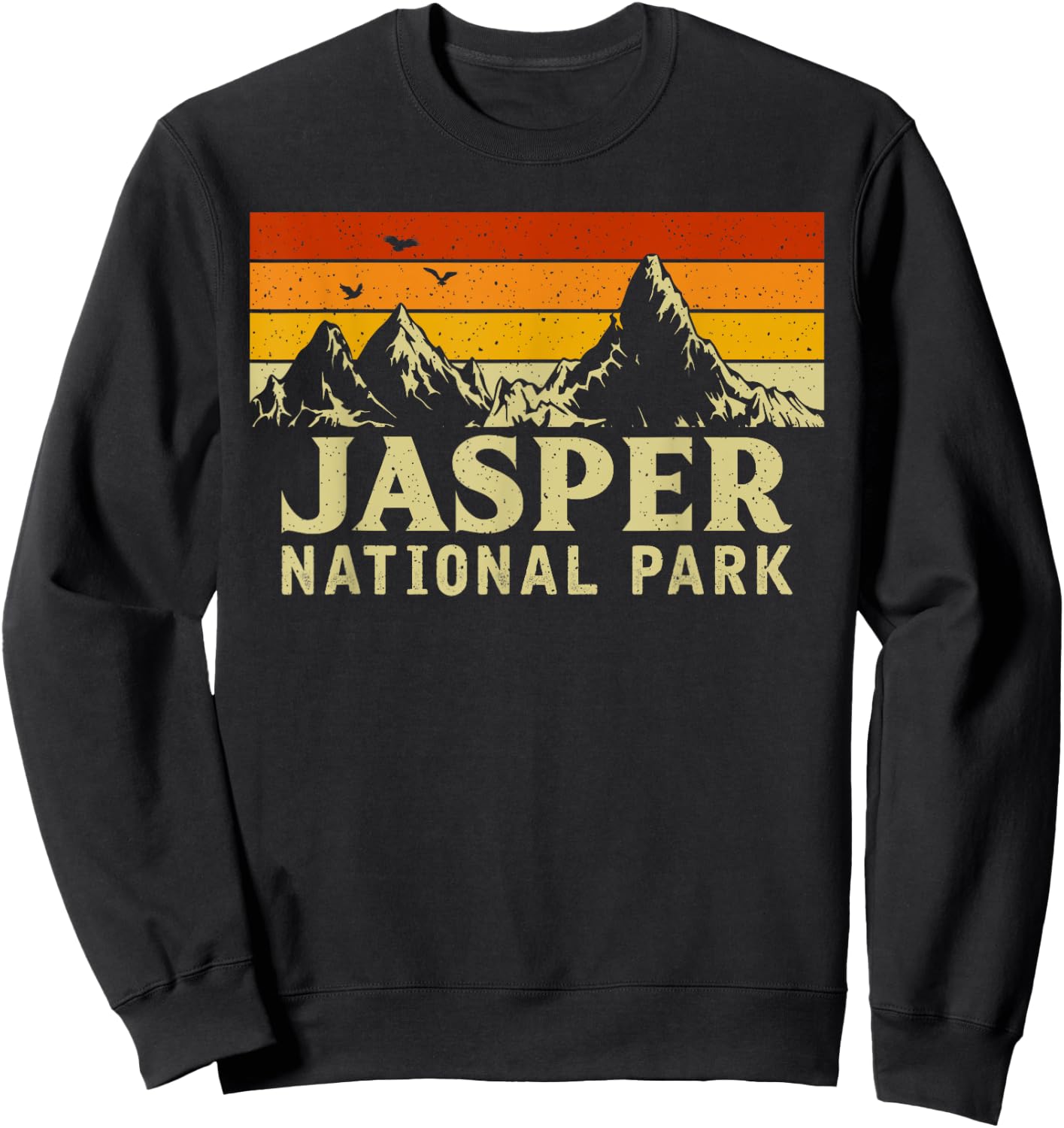 Vintage Retro Mountain Graphics Jasper National Park Sweatshirt - Sweatshirt | Black