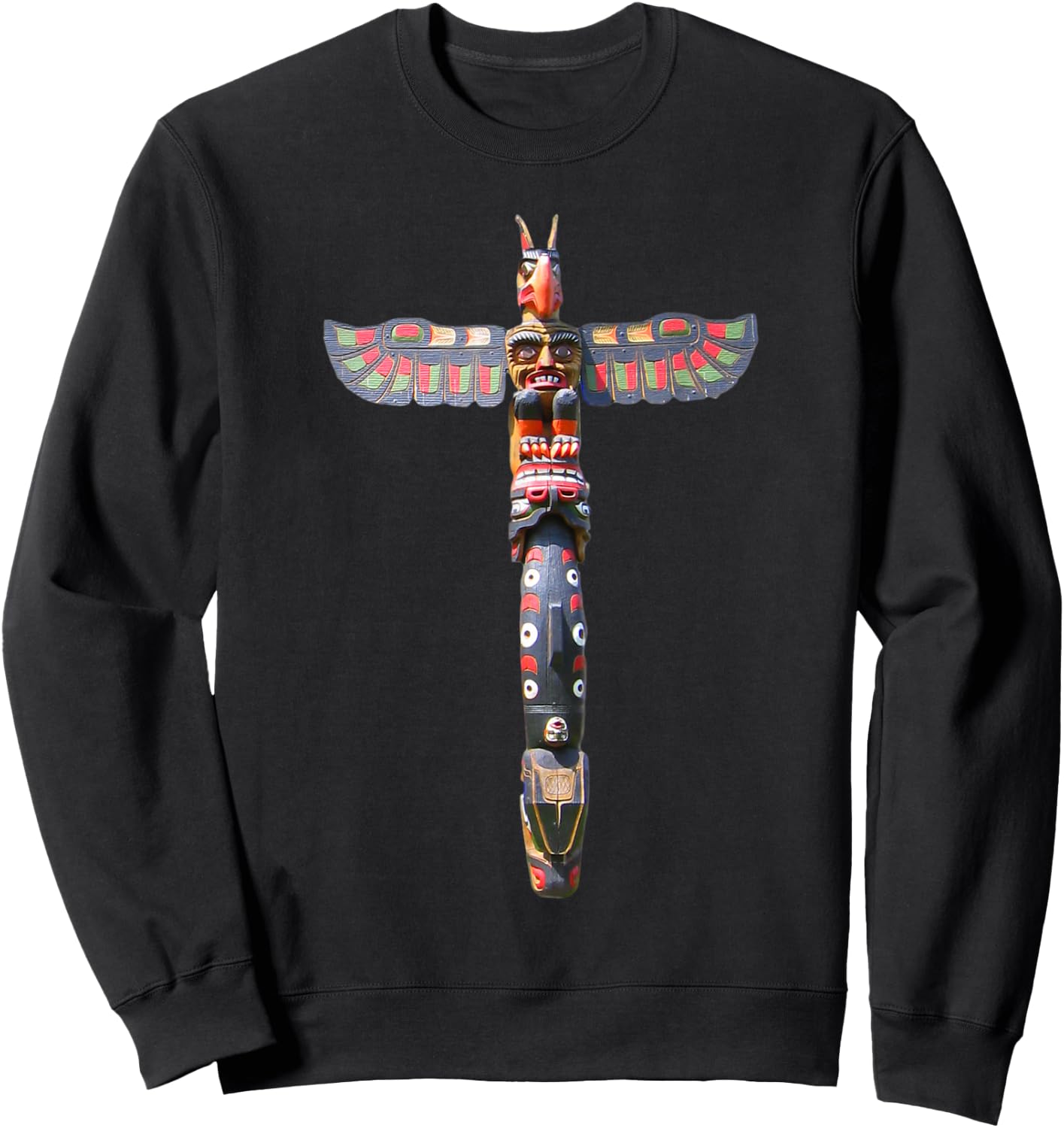 Native American Indian Northwest Totem Pole Art Washington Sweatshirt - Sweatshirt | Black