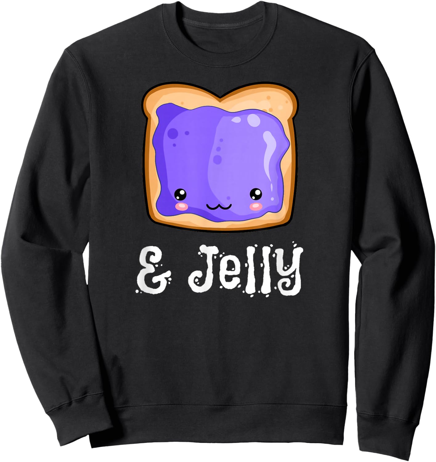 Kawaii Peanut Butter & Jelly PB&J Matching Blueberry Jam Sweatshirt - Sweatshirt | Black