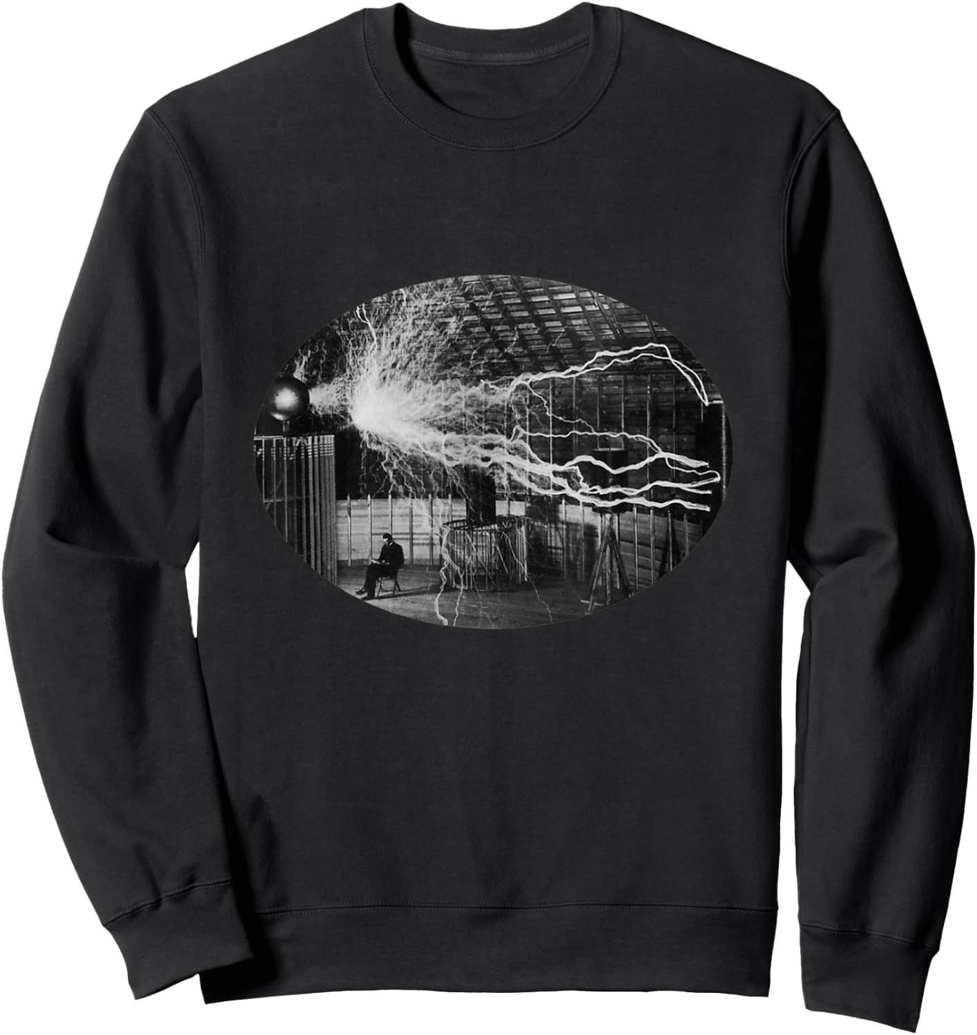 Nikola Tesla | Tesla with Tesla Coil Historical Shirt Sweatshirt - Sweatshirt | Black