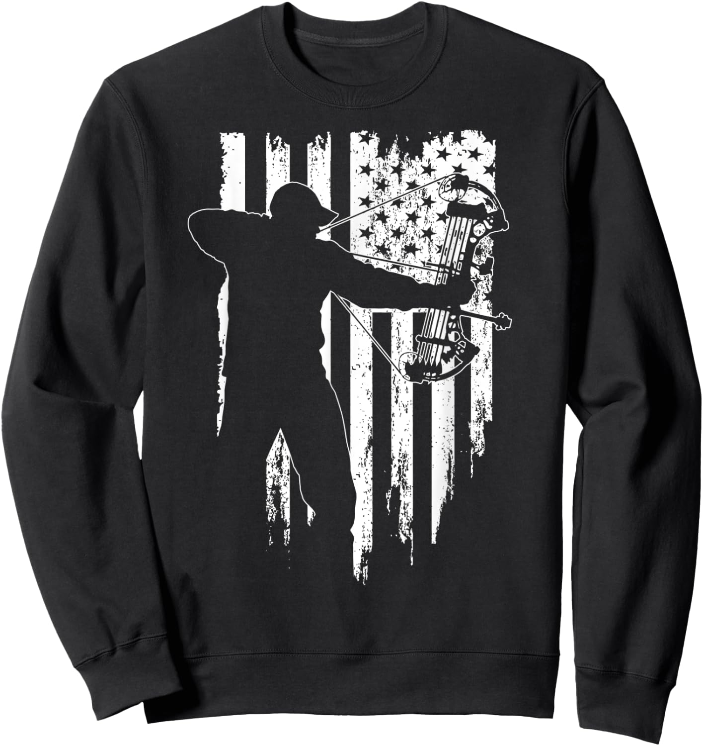 American Flag - Hunt Archery Bowhunting Compound Bow Hunting Women Men Sweatshirt - Sweatshirt | Black